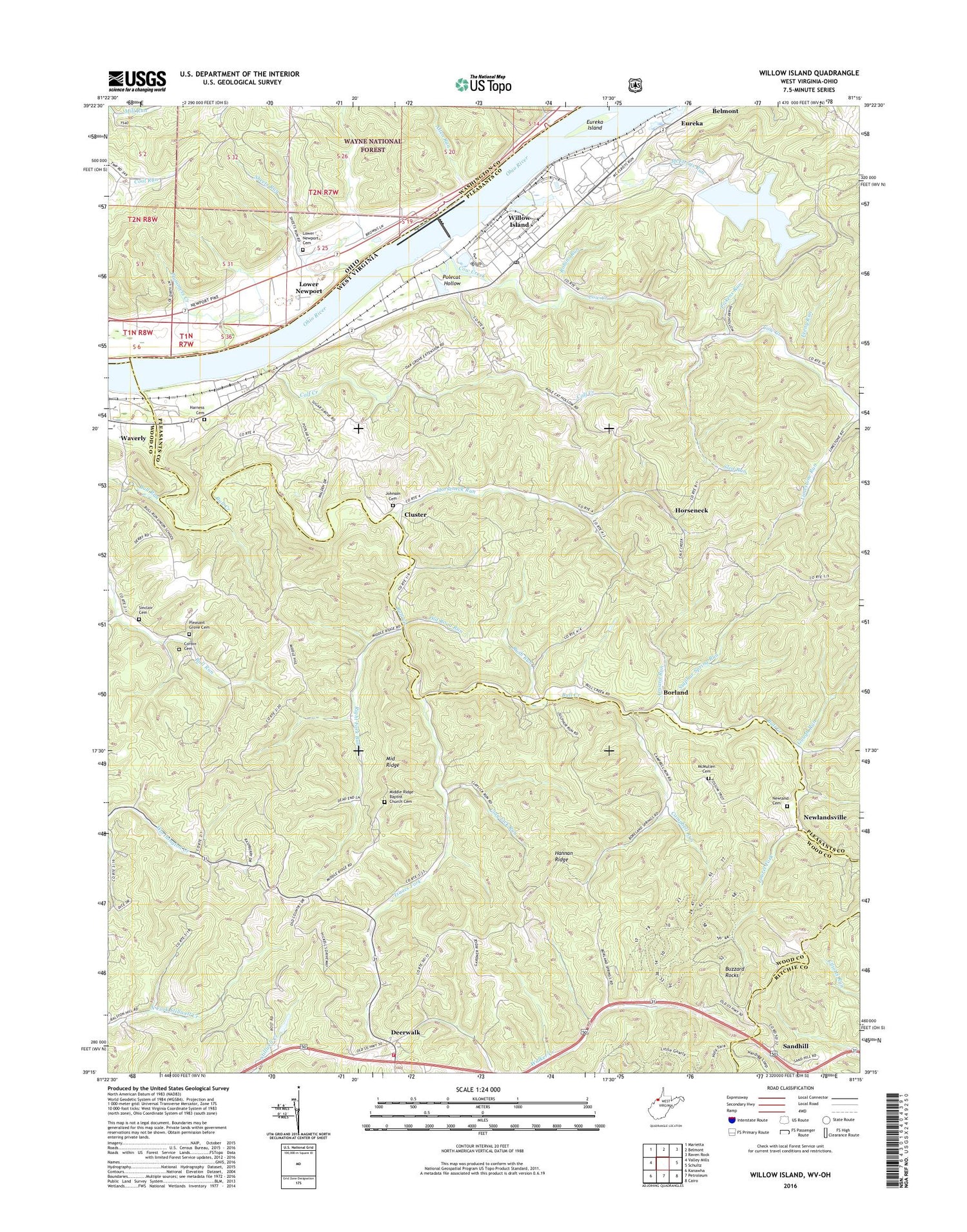 Willow Island West Virginia US Topo Map Image