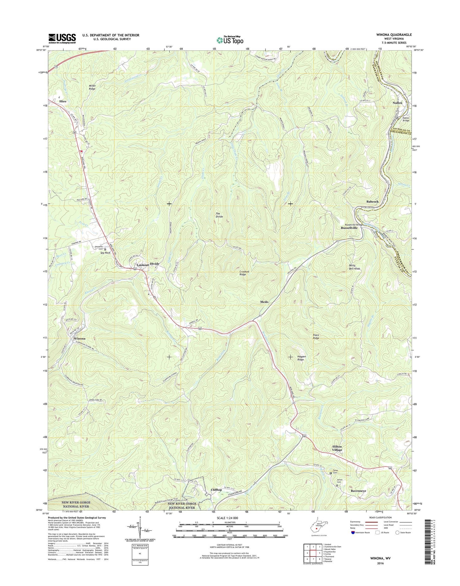 Winona West Virginia US Topo Map Image