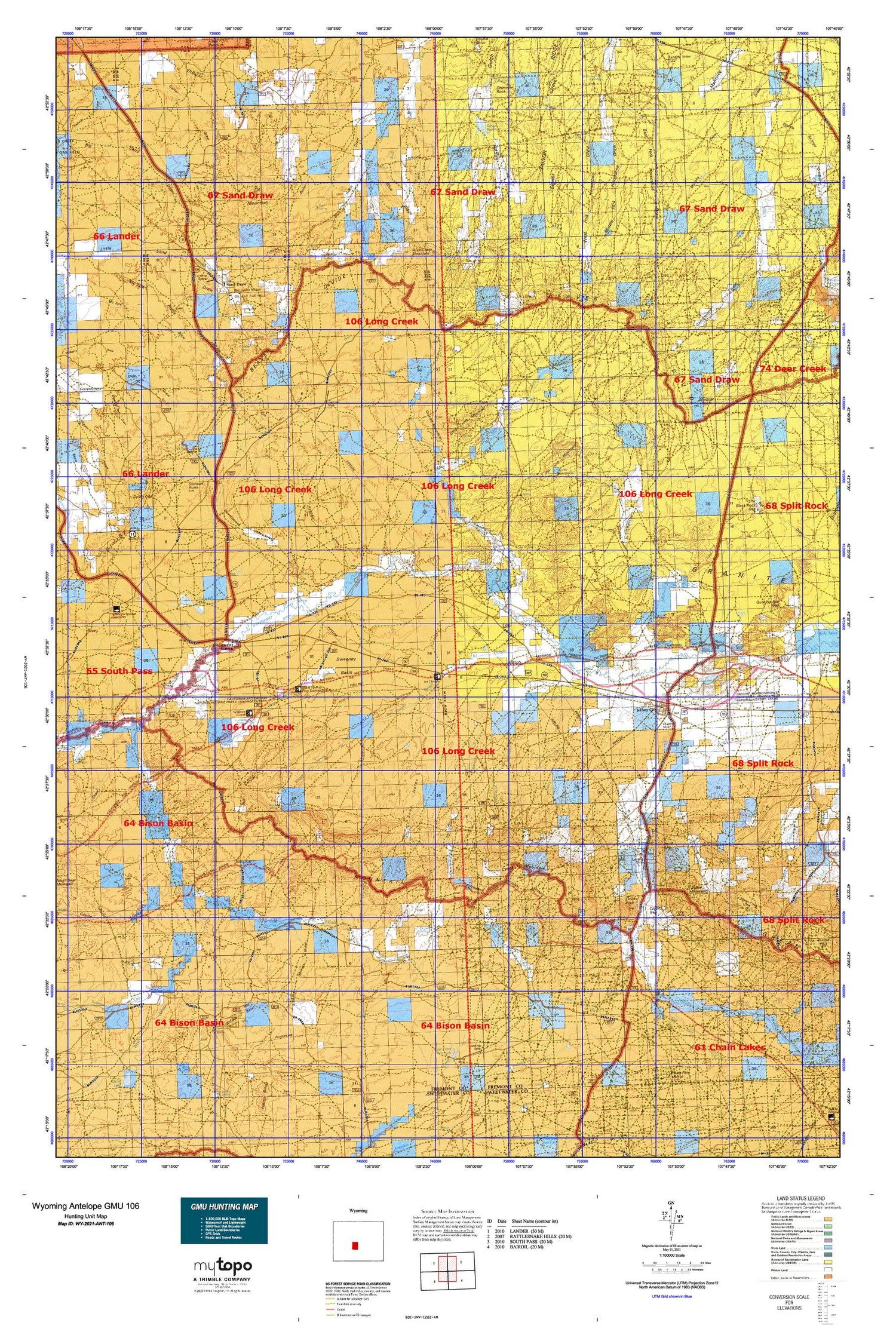 Wyoming Antelope GMU 106 Map Image