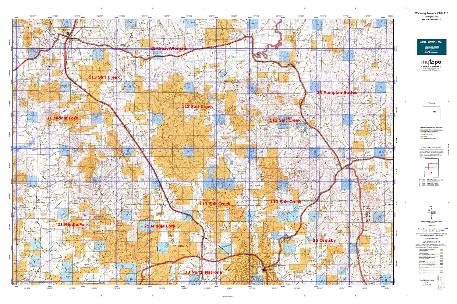 Wyoming Antelope GMU 113 Map Image