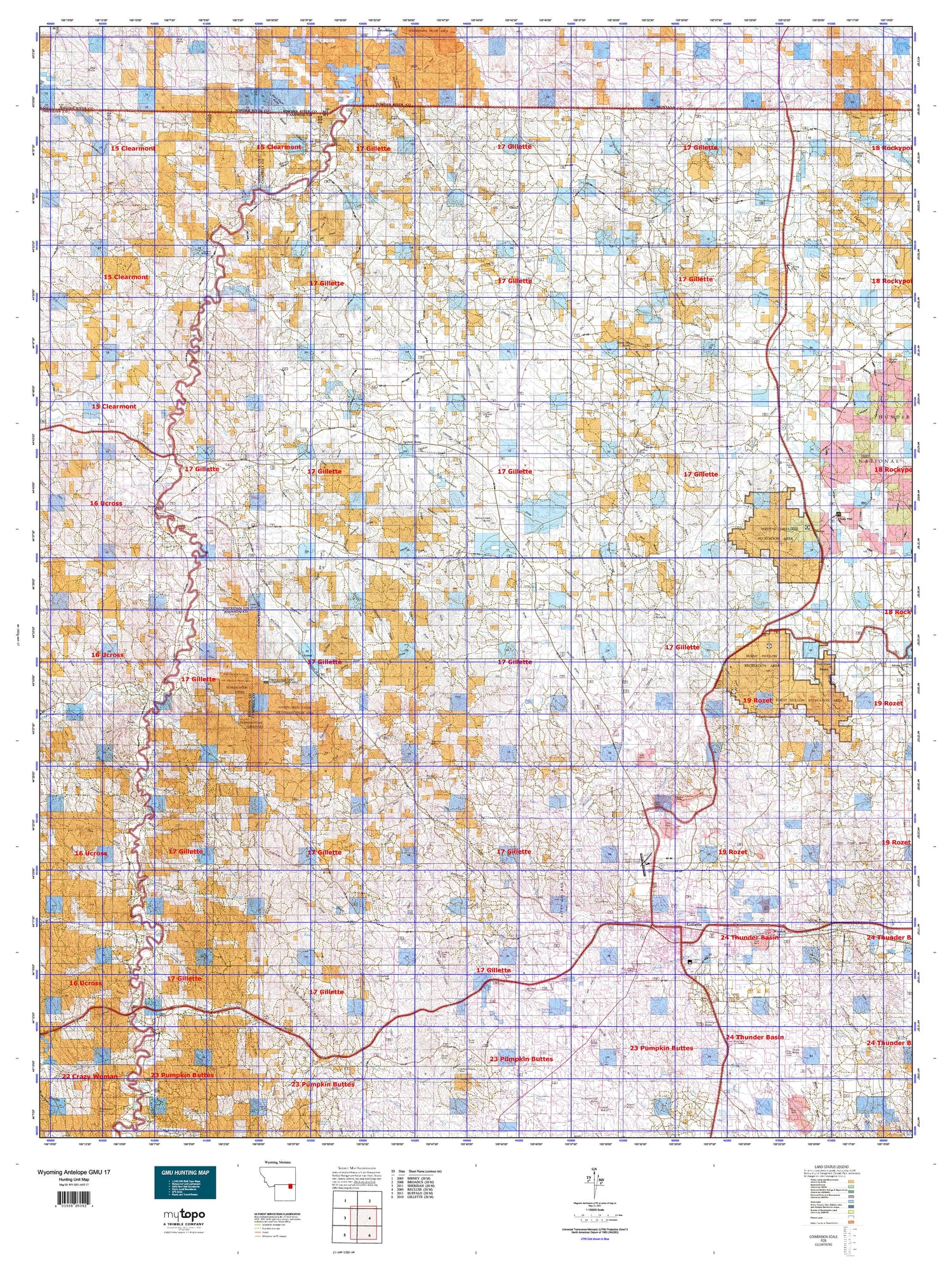 Wyoming Antelope GMU 17 Map Image