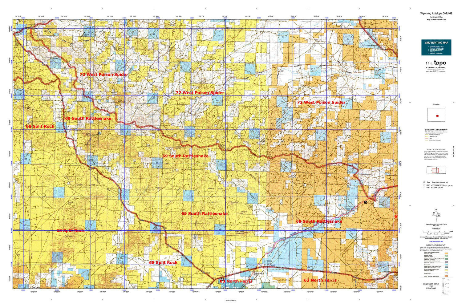 Wyoming Antelope GMU 69 Map Image