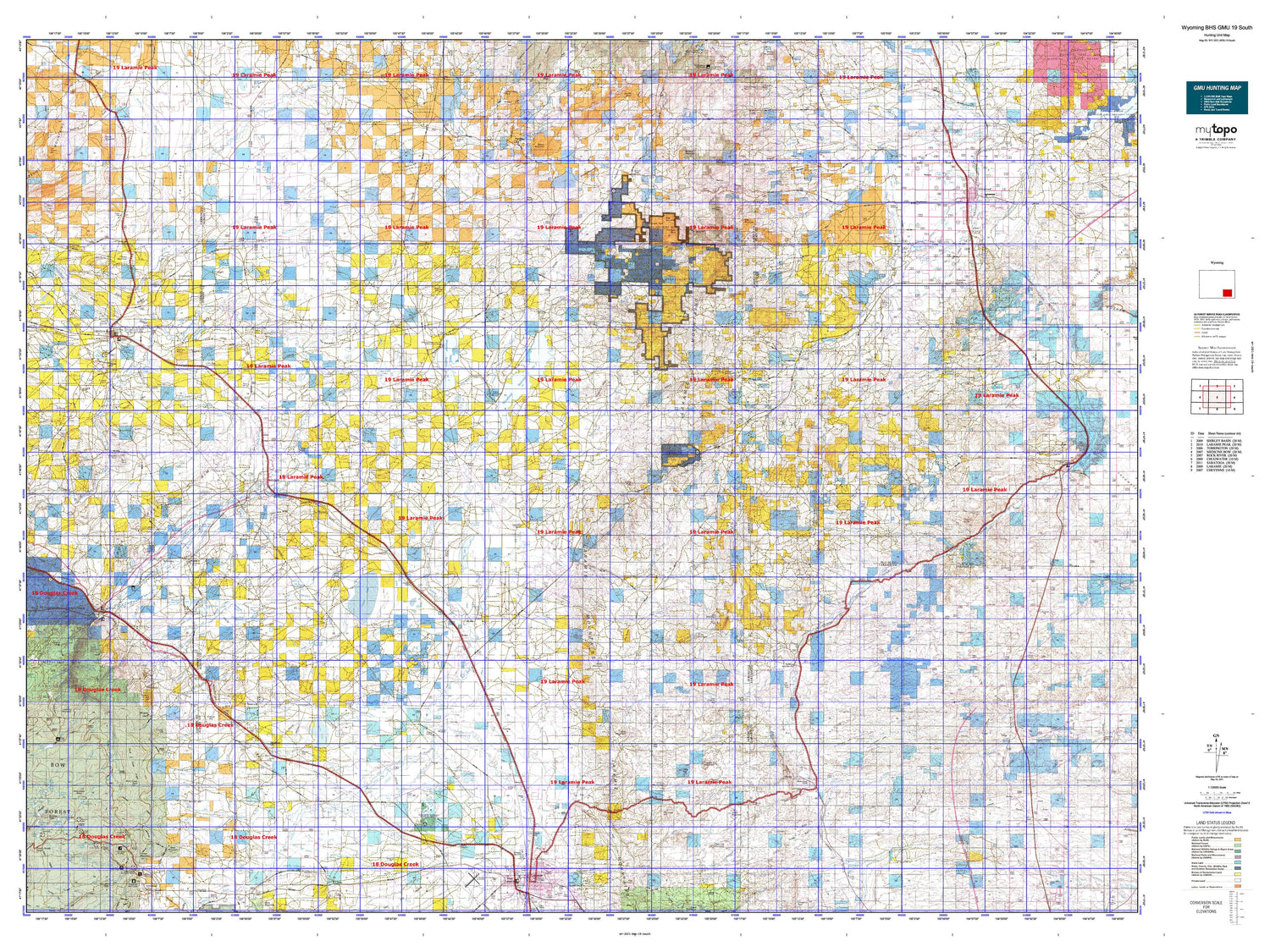 Wyoming Bighorn Sheep GMU 19 South Map Image