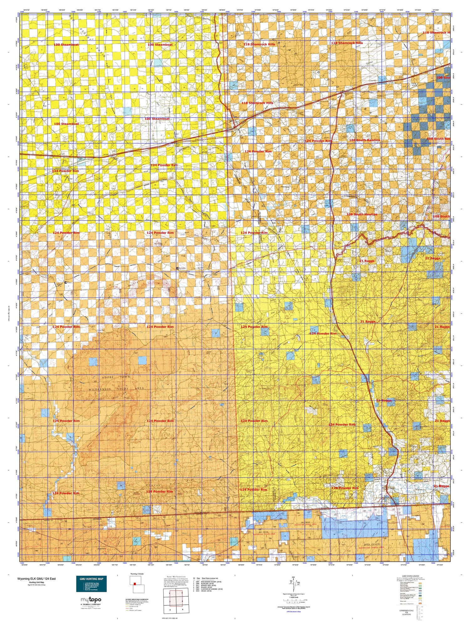 Wyoming Elk GMU 124 East Map Image