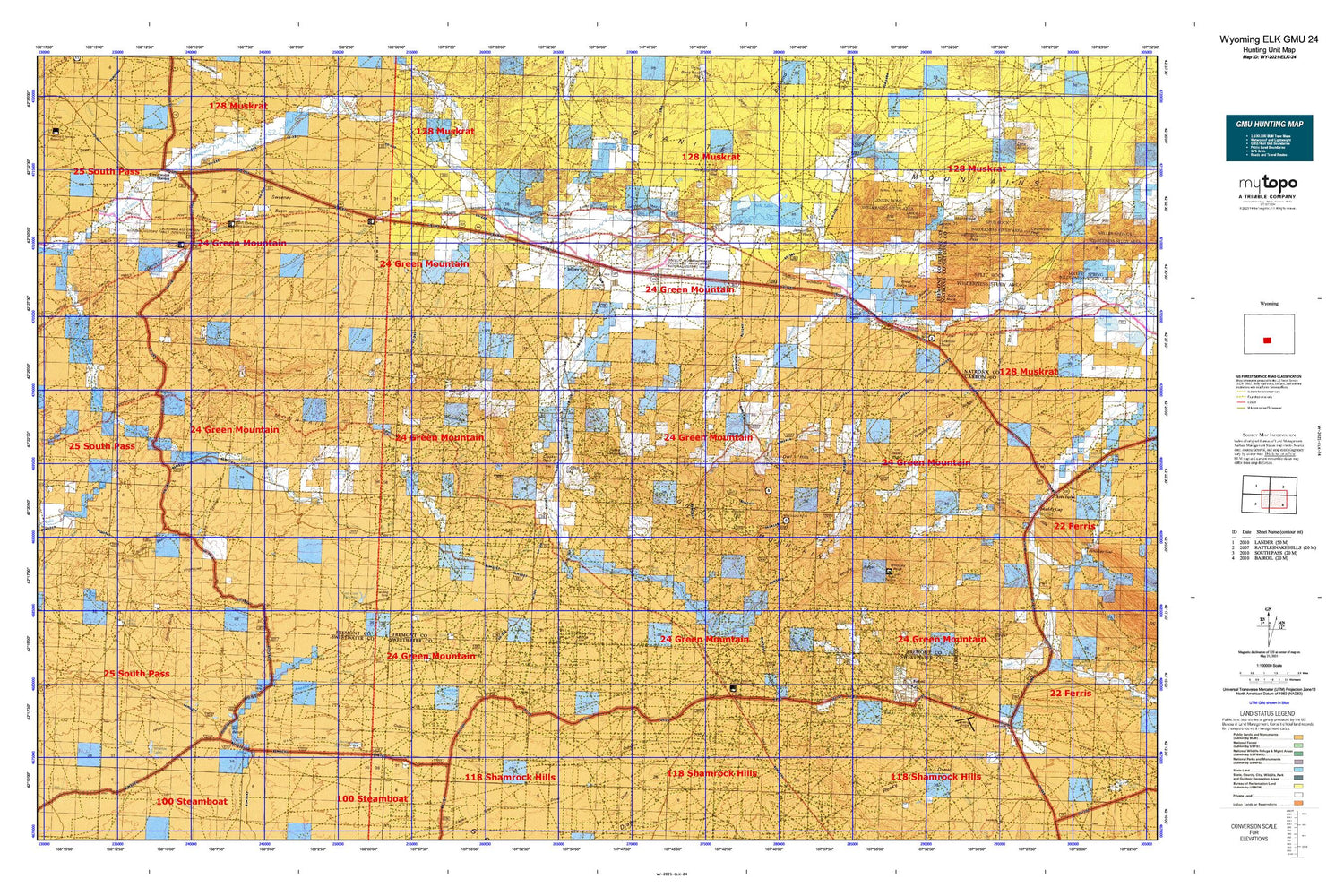 Wyoming Elk GMU 24 Map Image
