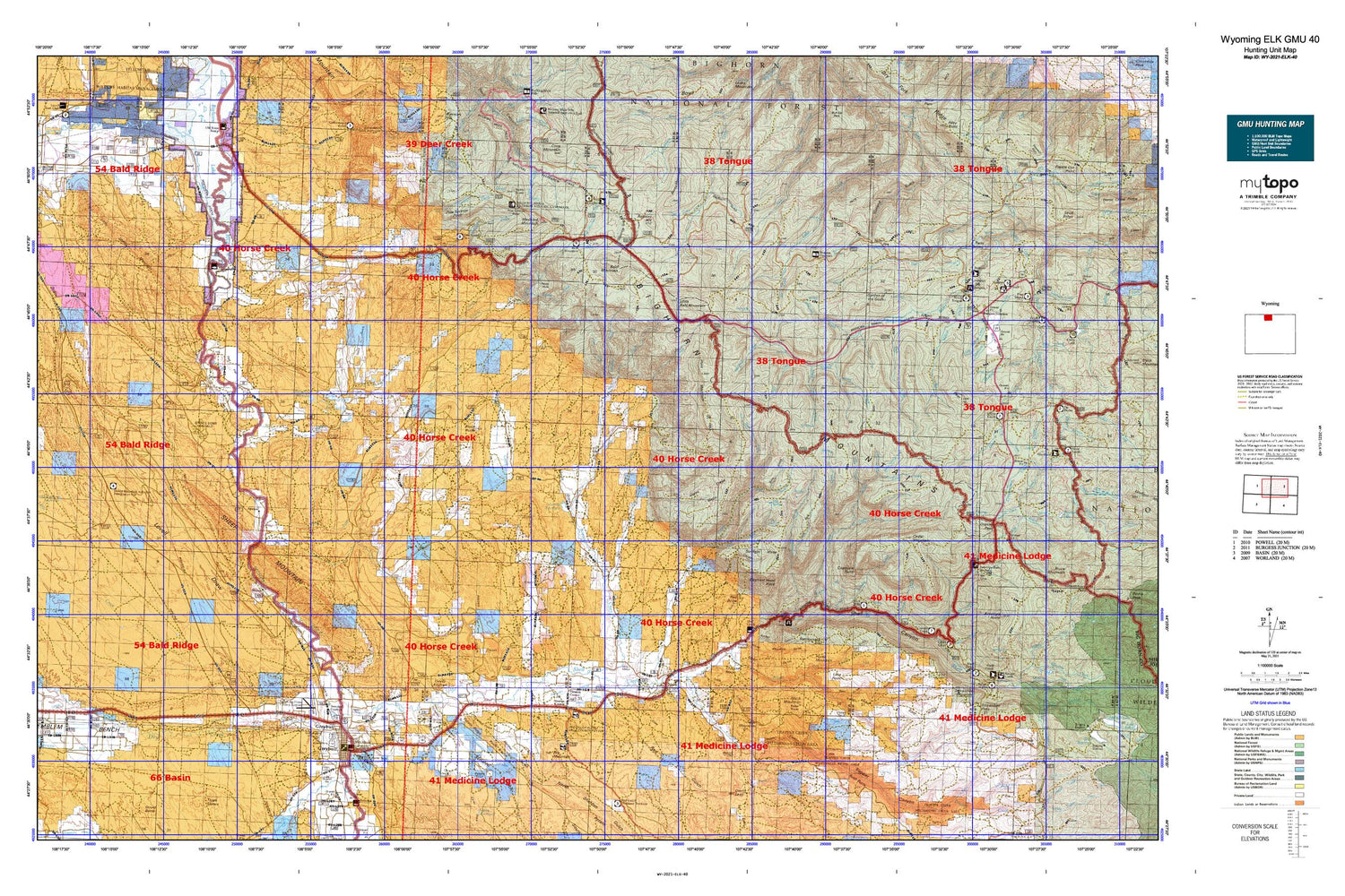 Wyoming Elk GMU 40 Map Image