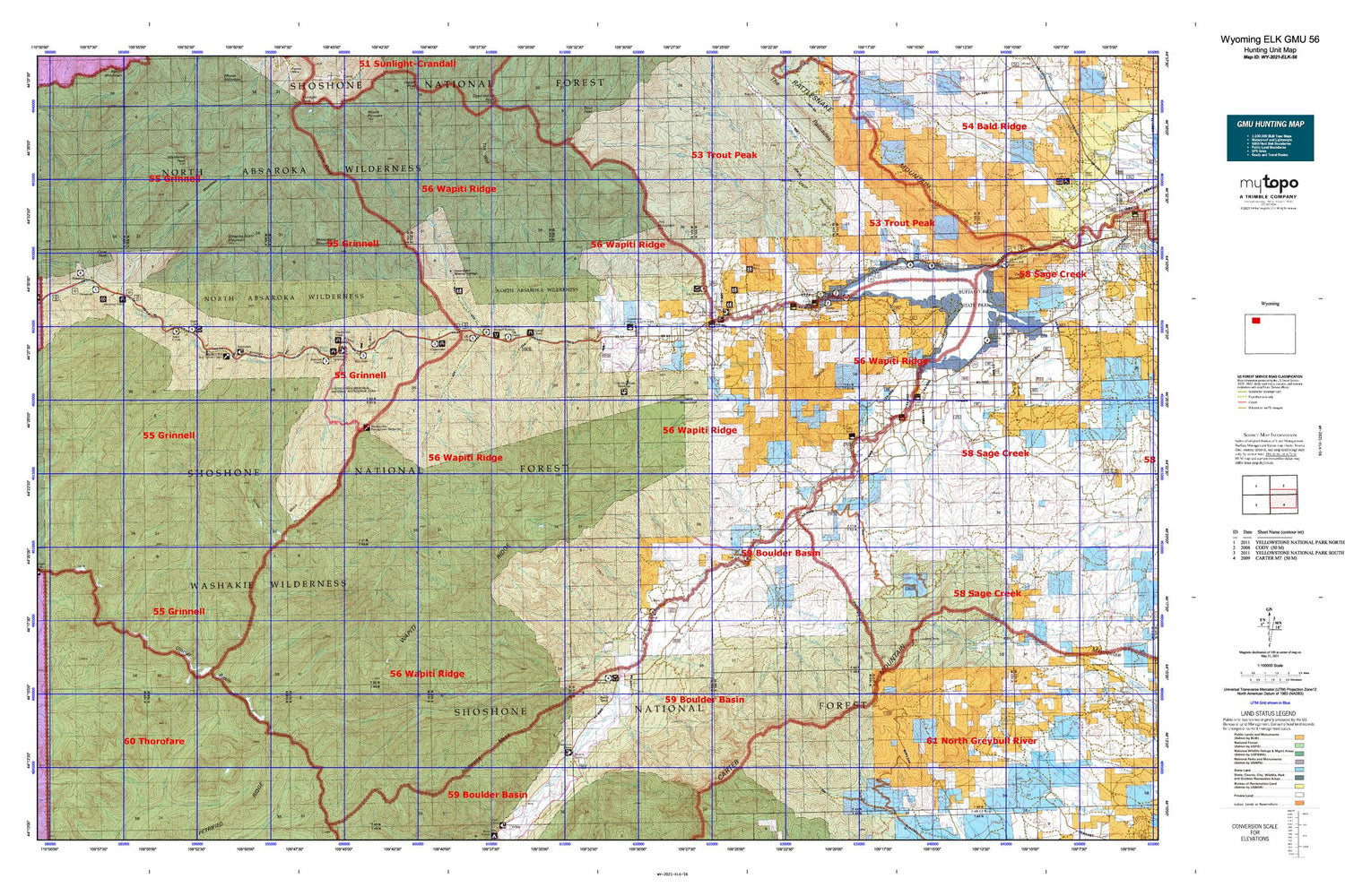 Wyoming Elk GMU 56 Map Image