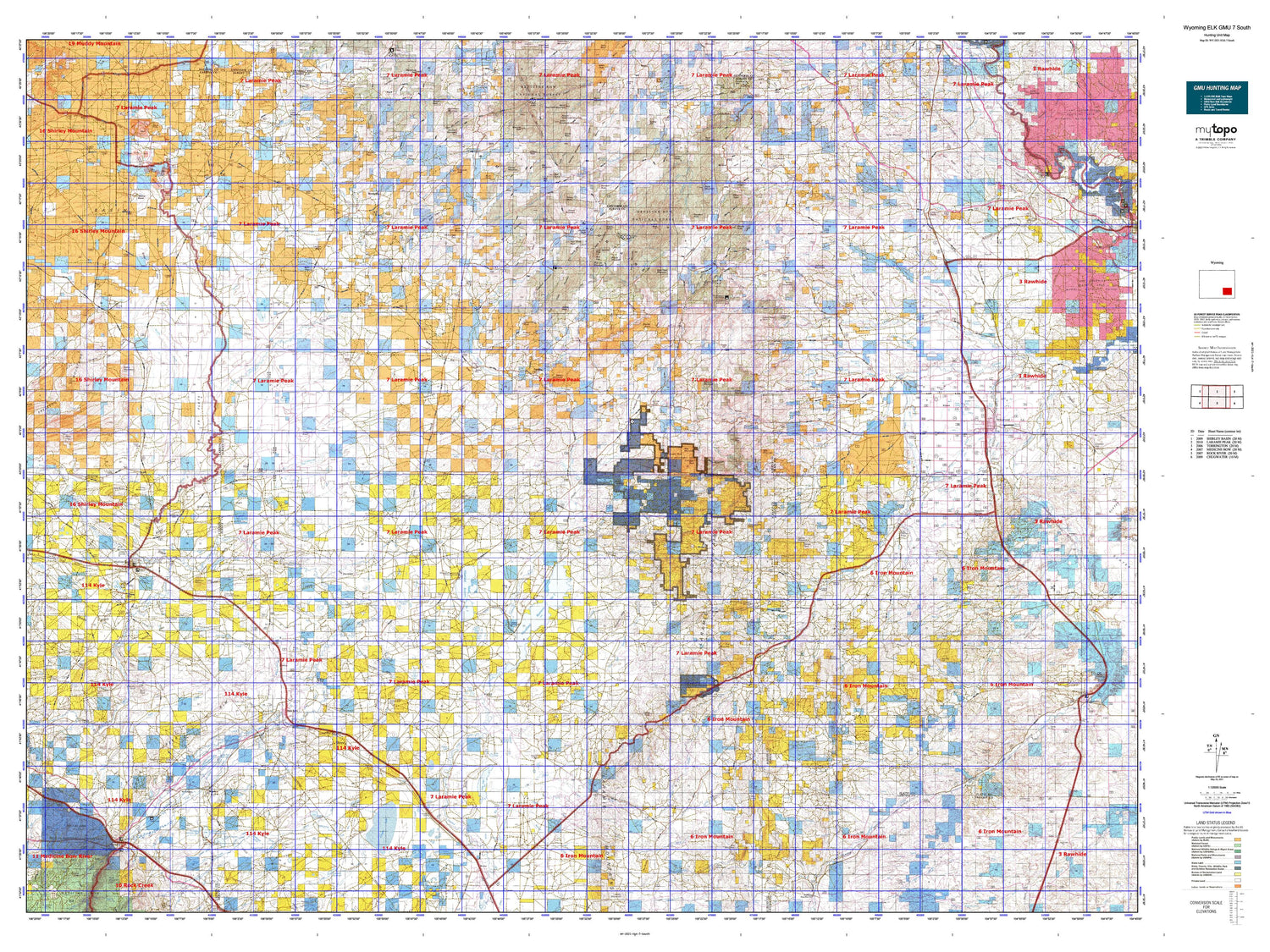 Wyoming Elk GMU 7 South Map Image