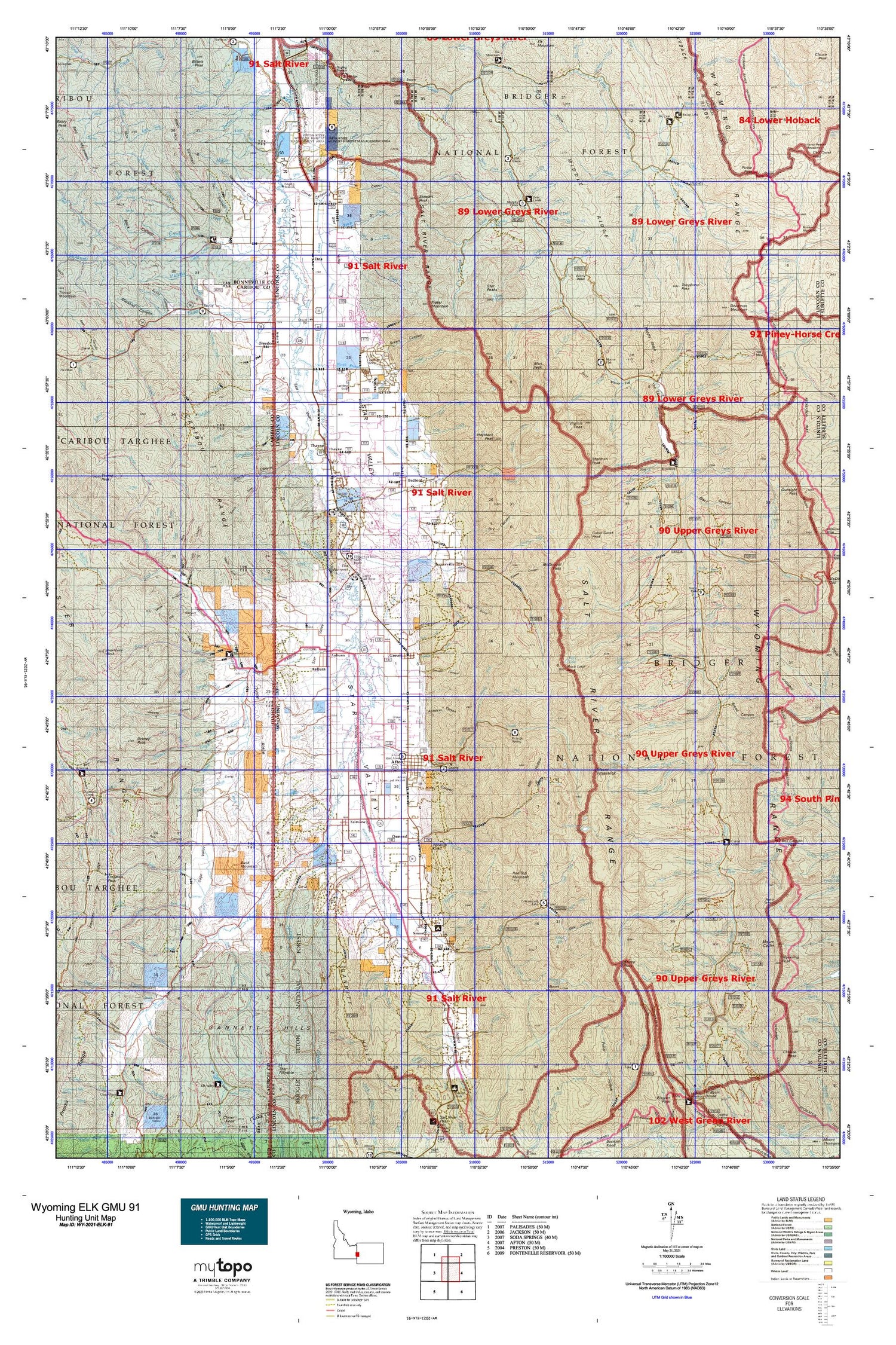 Wyoming Elk GMU 91 Map Image
