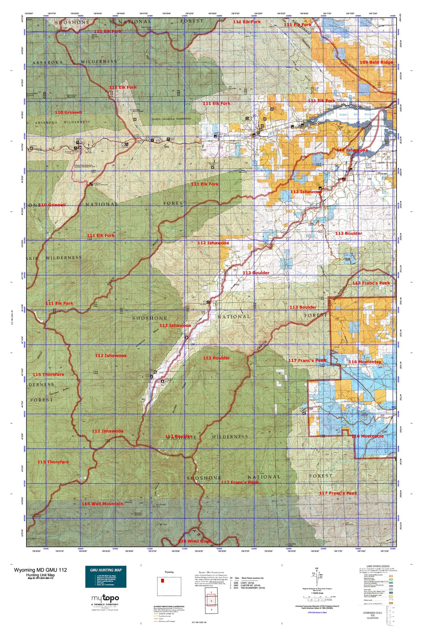 Wyoming Mule Deer GMU 112 Map Image