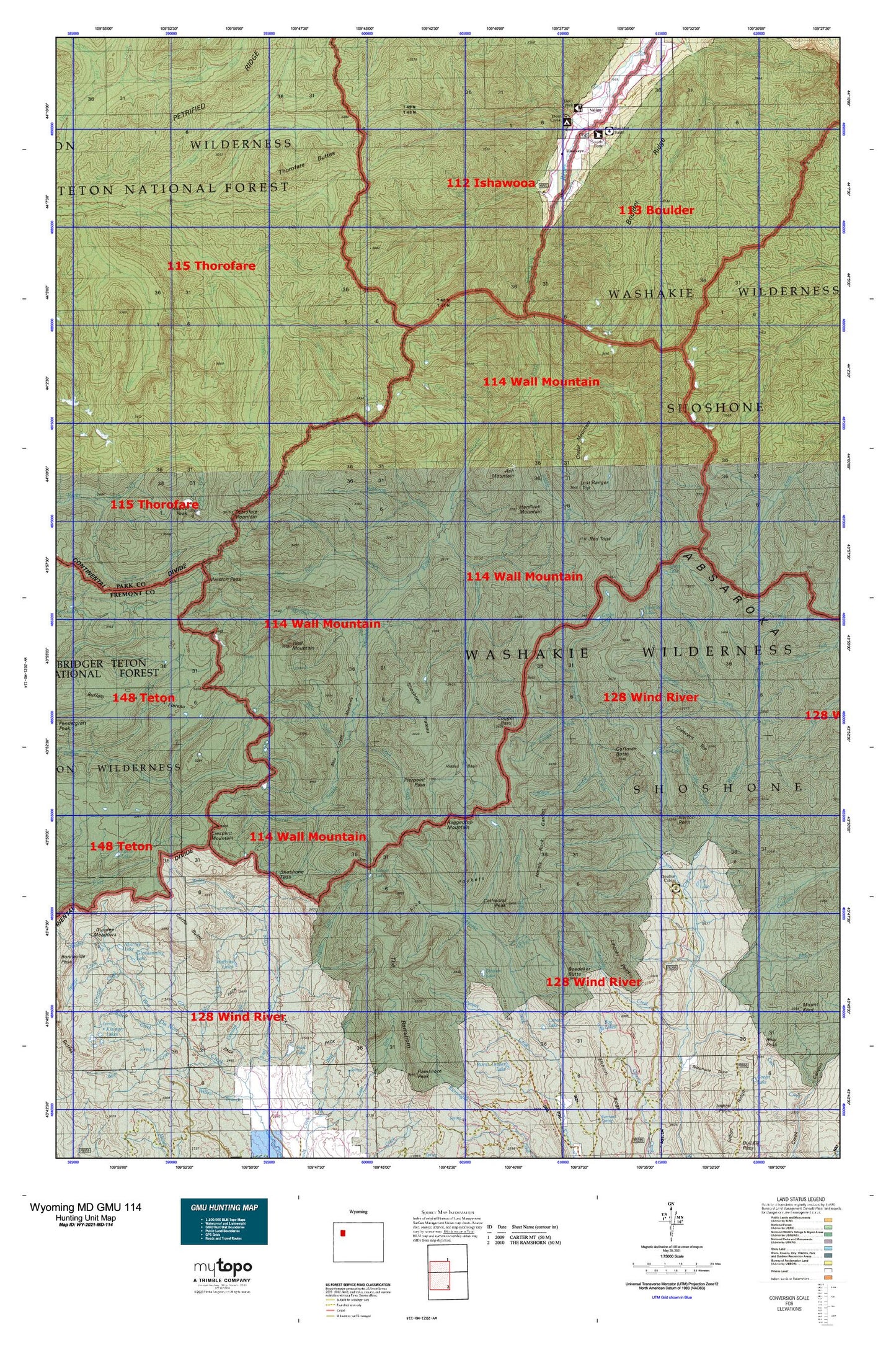 Wyoming Mule Deer GMU 114 Map Image