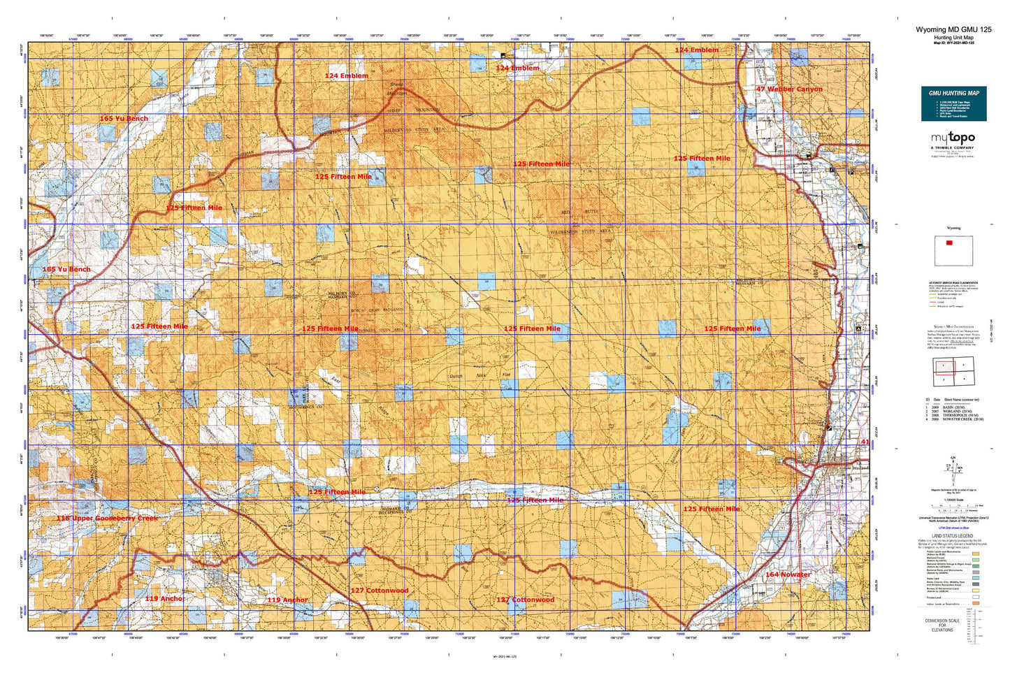Wyoming Mule Deer GMU 125 Map Image