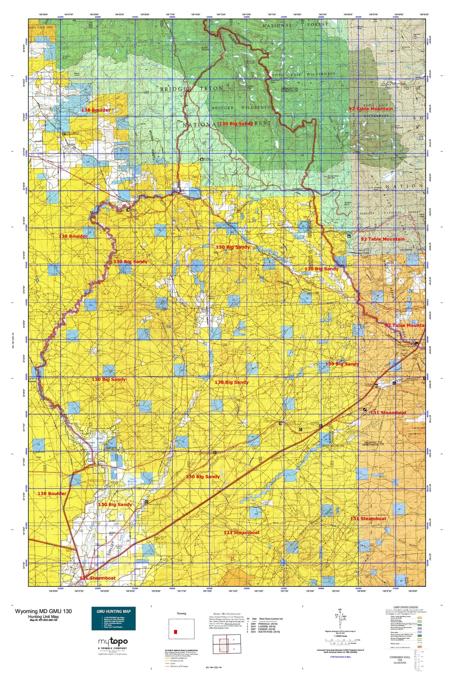 Wyoming Mule Deer GMU 130 Map Image