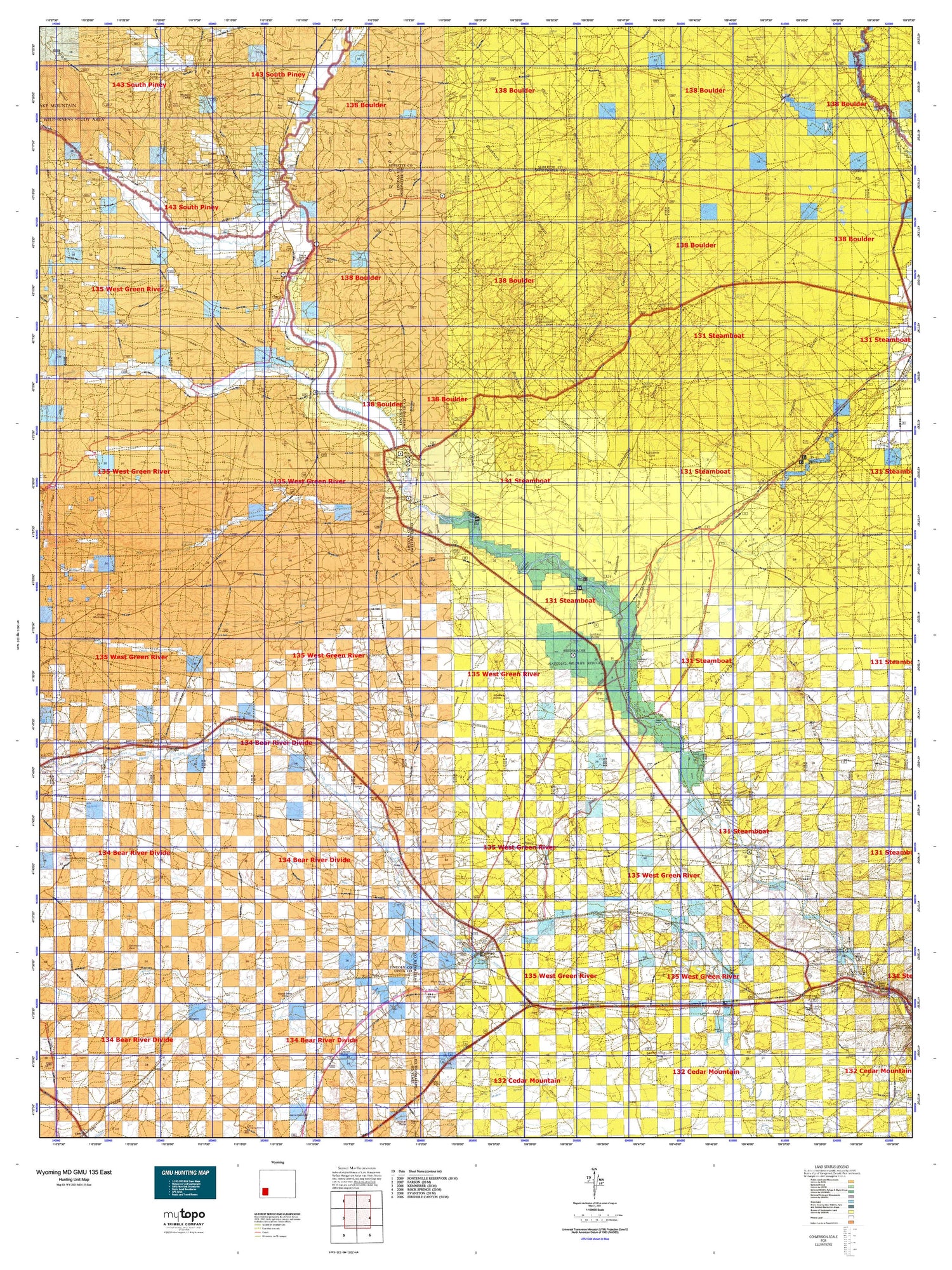 Wyoming Mule Deer GMU 135 East Map Image