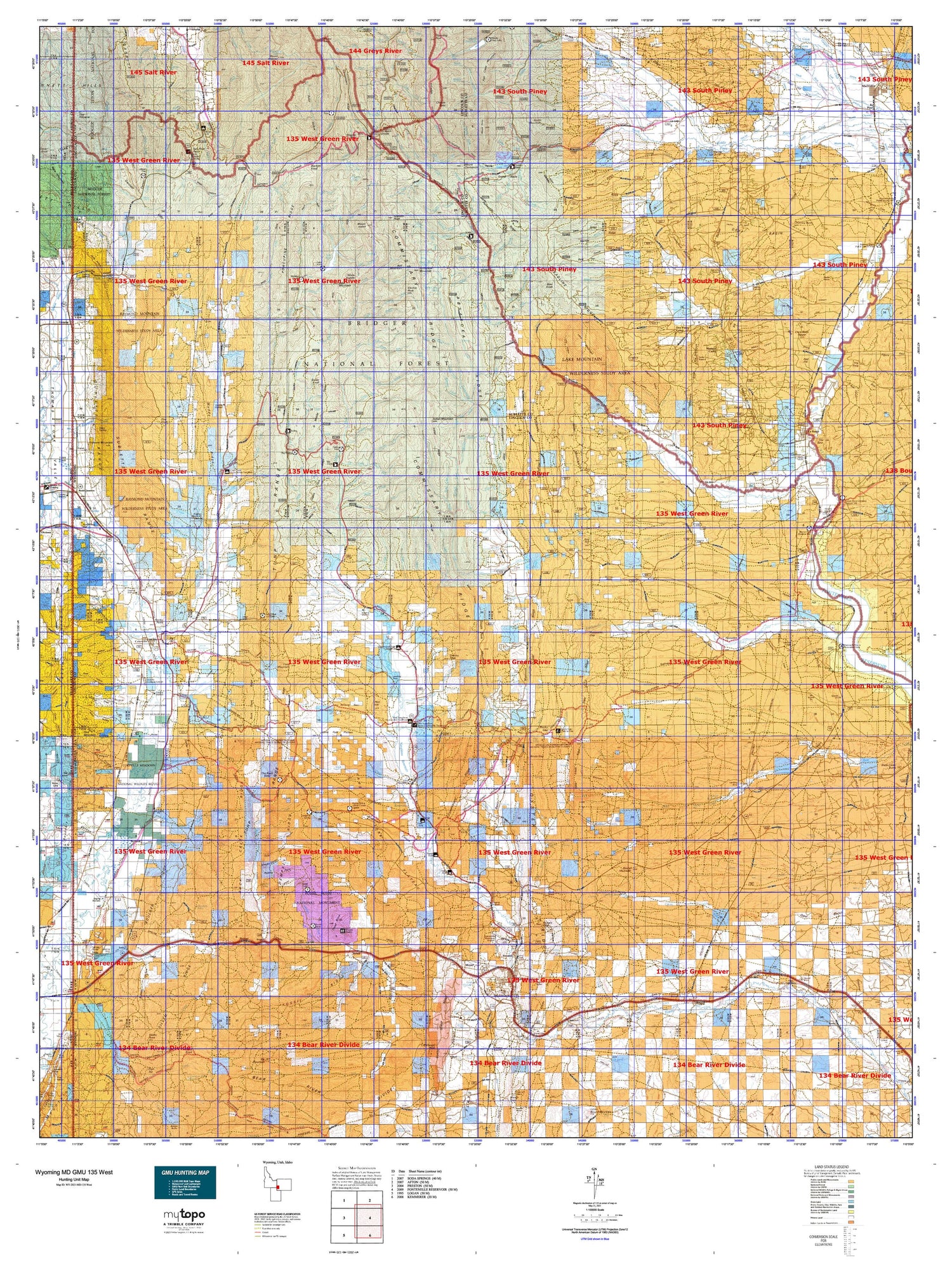 Wyoming Mule Deer GMU 135 West Map Image