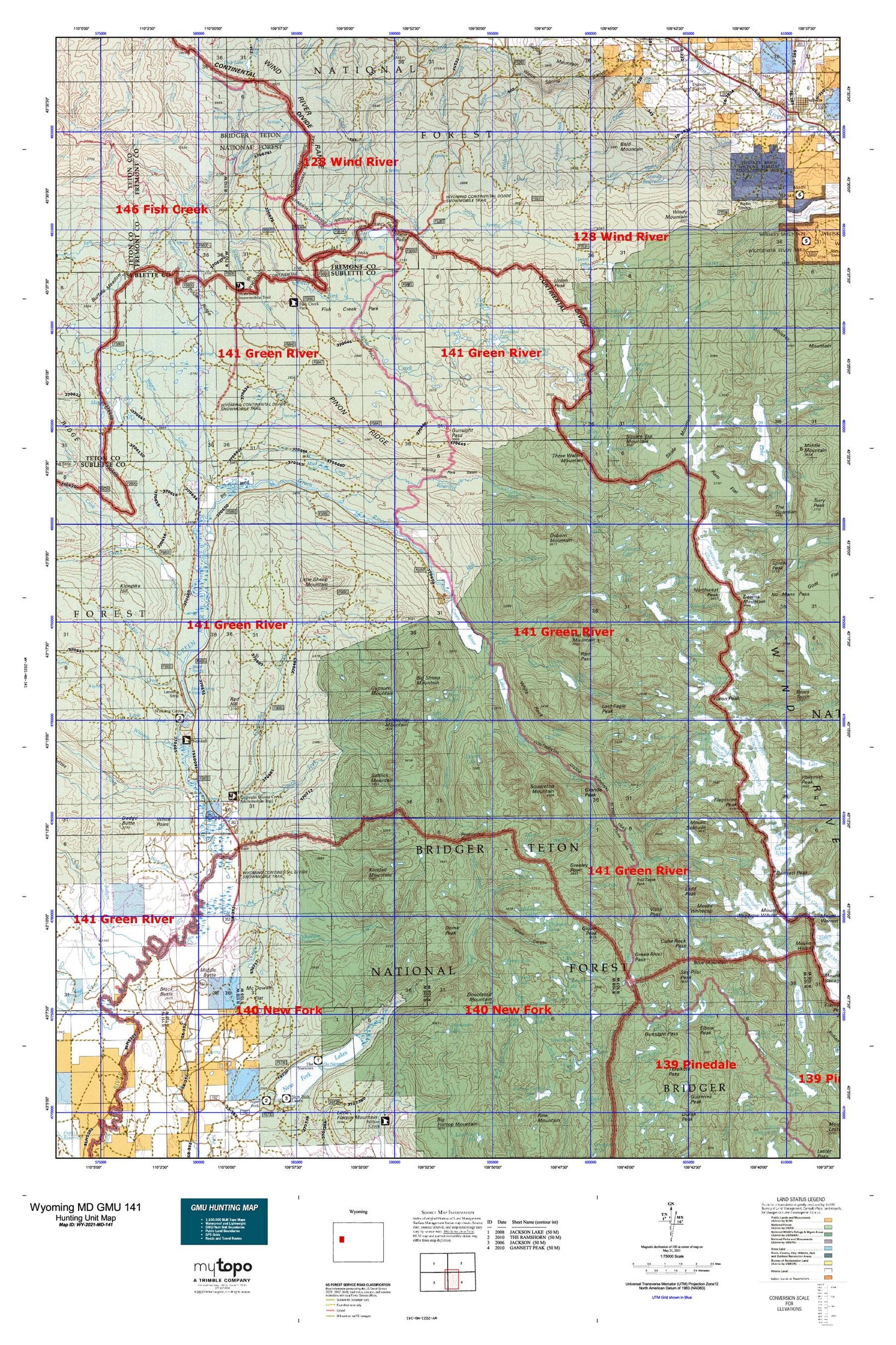 Wyoming Mule Deer GMU 141 Map Image