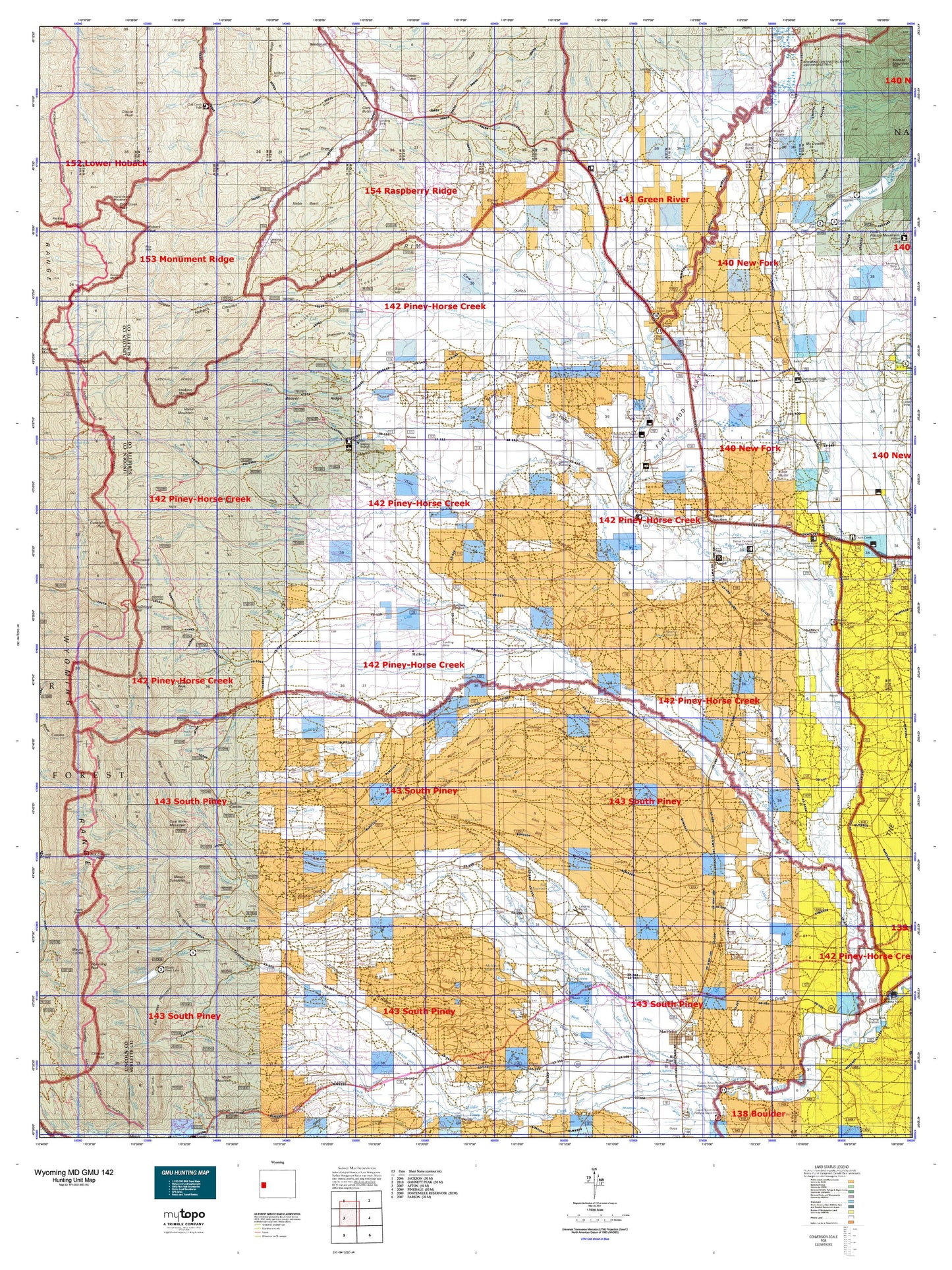 Wyoming Mule Deer GMU 142 Map Image