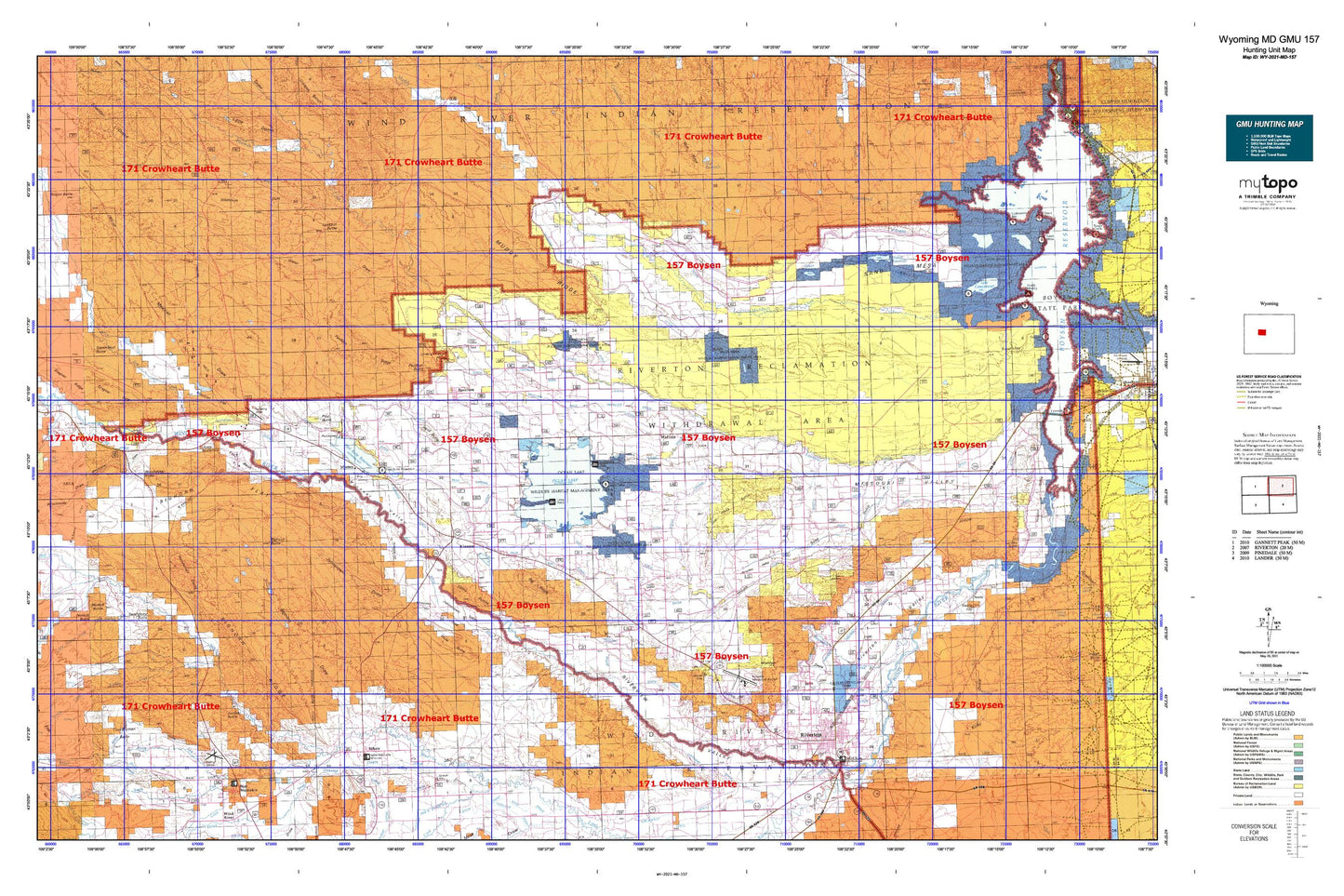 Wyoming Mule Deer GMU 157 Map Image