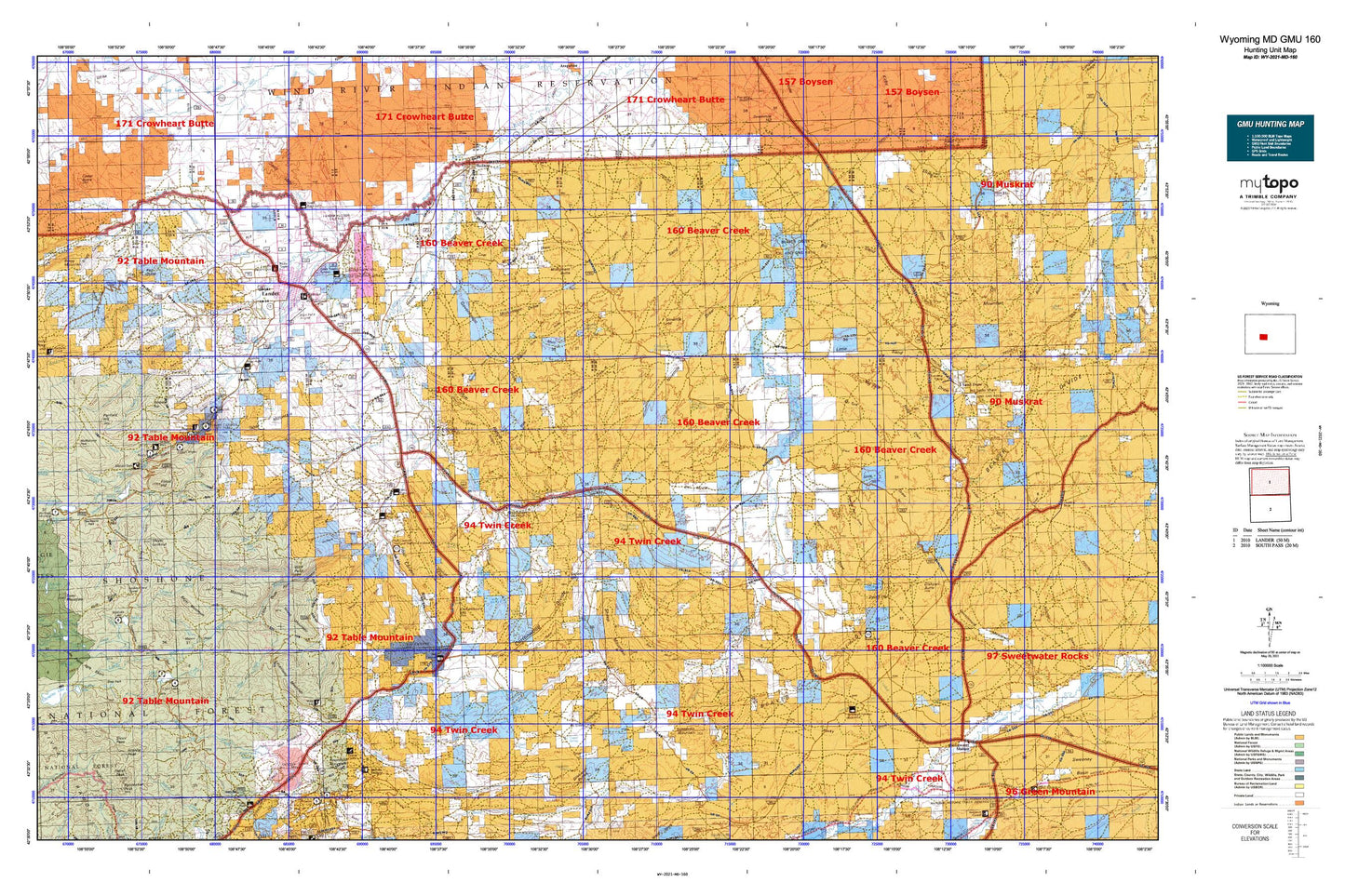 Wyoming Mule Deer GMU 160 Map Image