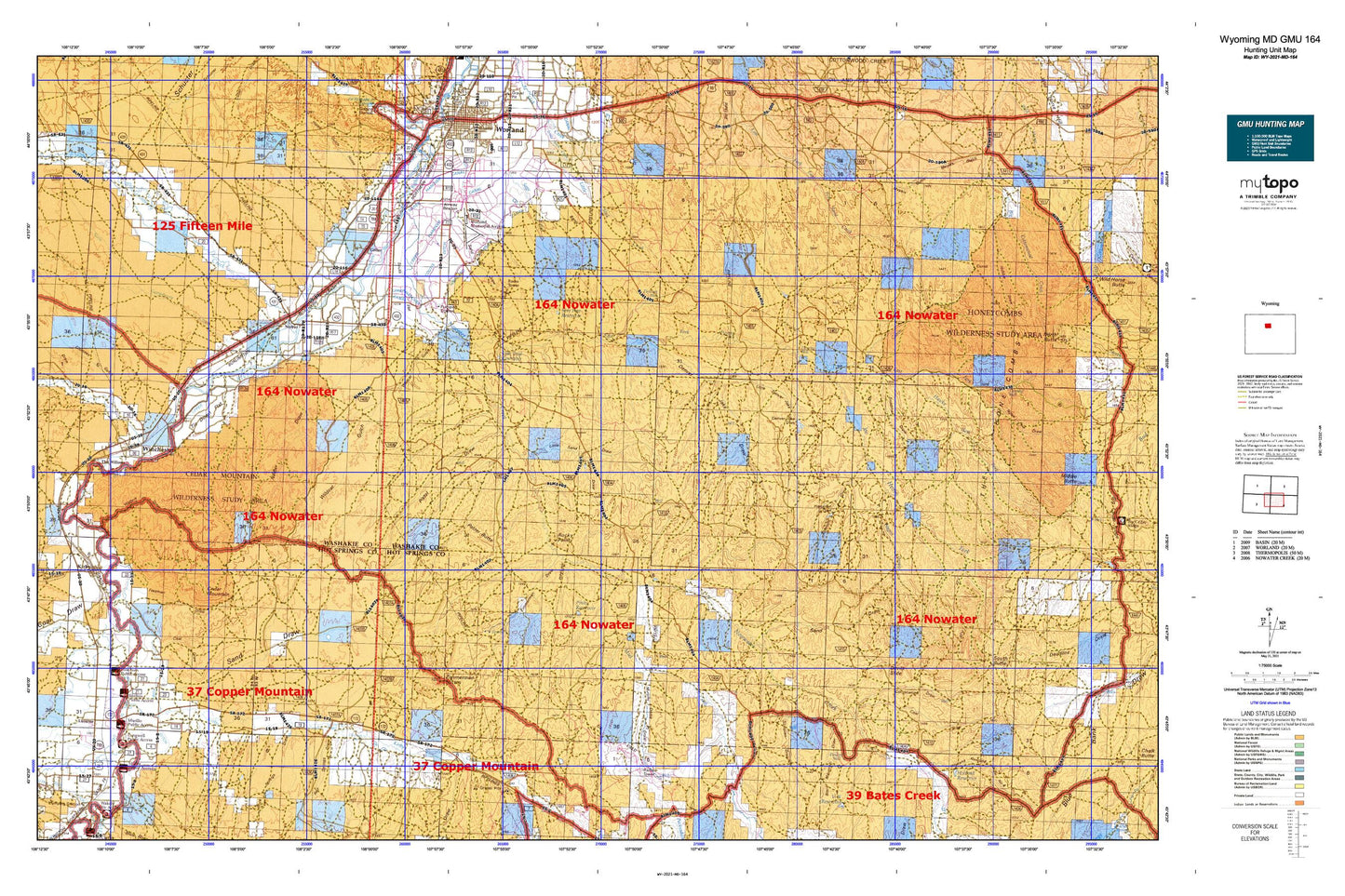 Wyoming Mule Deer GMU 164 Map Image