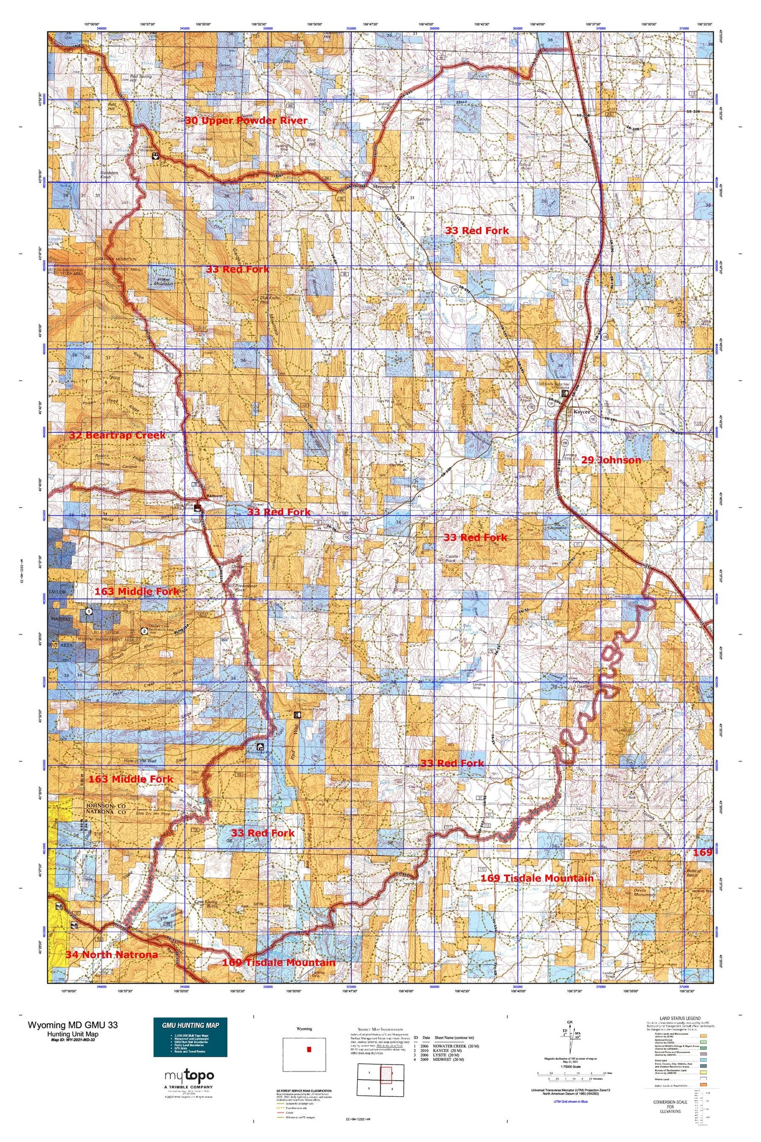 Wyoming Mule Deer GMU 33 Map Image