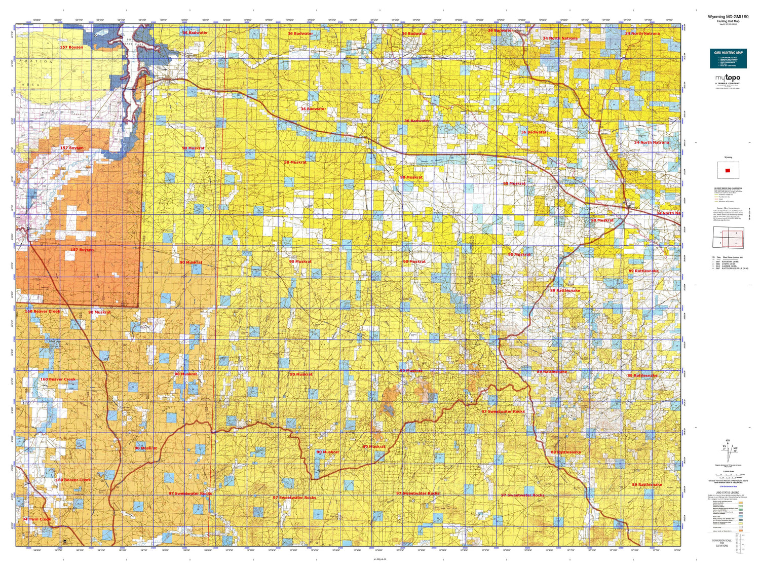 Wyoming Mule Deer GMU 90 Map Image