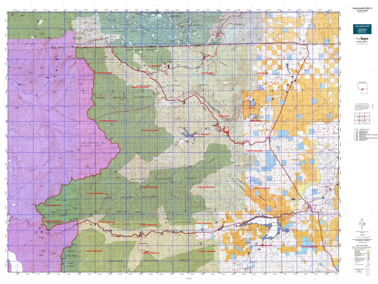 Wyoming Mountain Goat GMU 3 Map Image