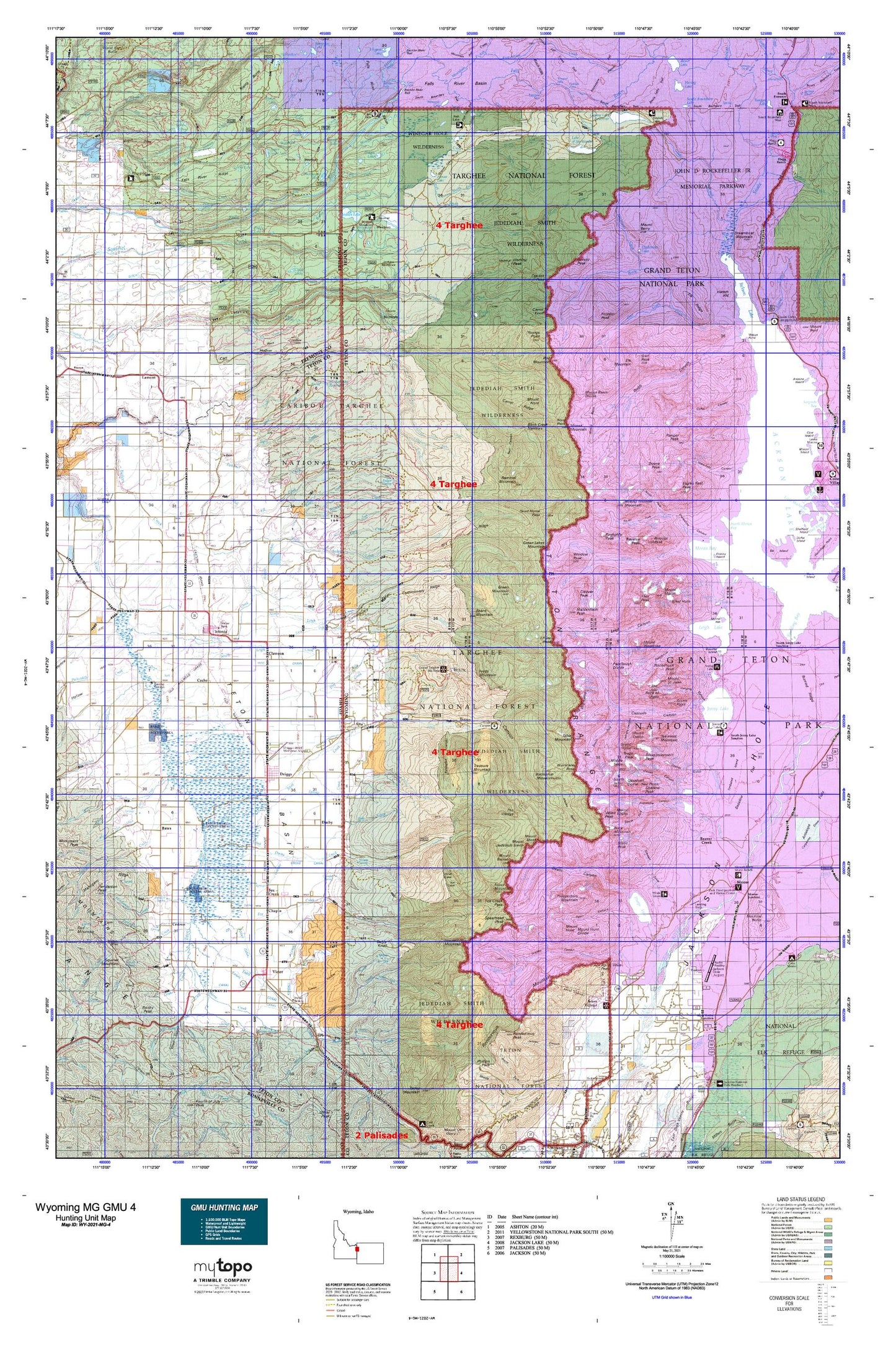 Wyoming Mountain Goat GMU 4 Map Image