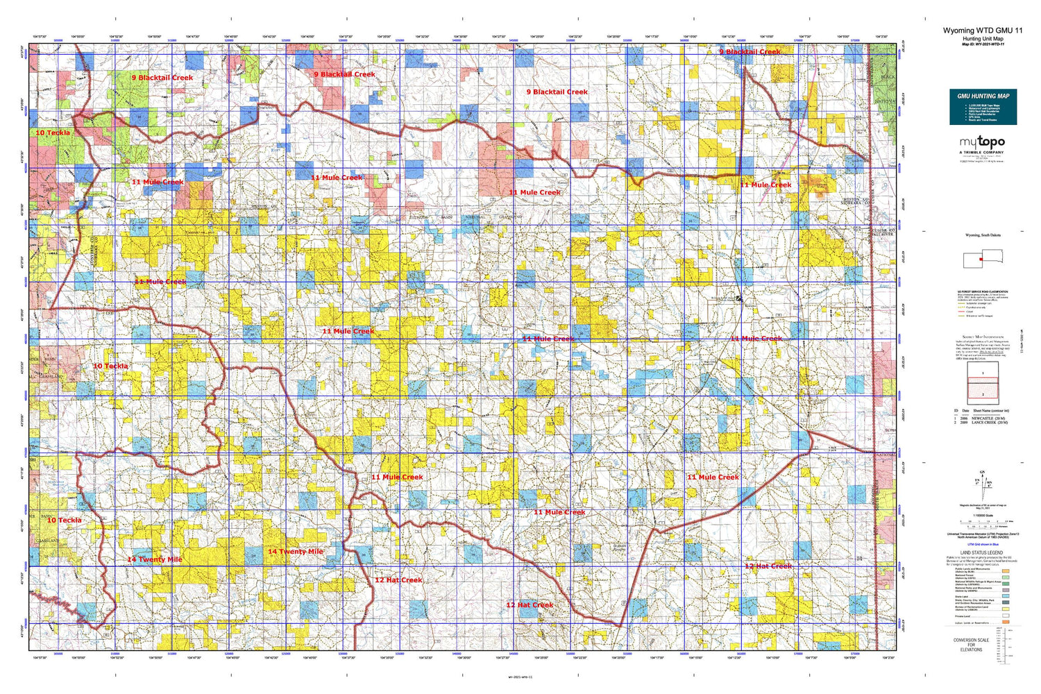 Wyoming Whitetail Deer GMU 11 Map Image