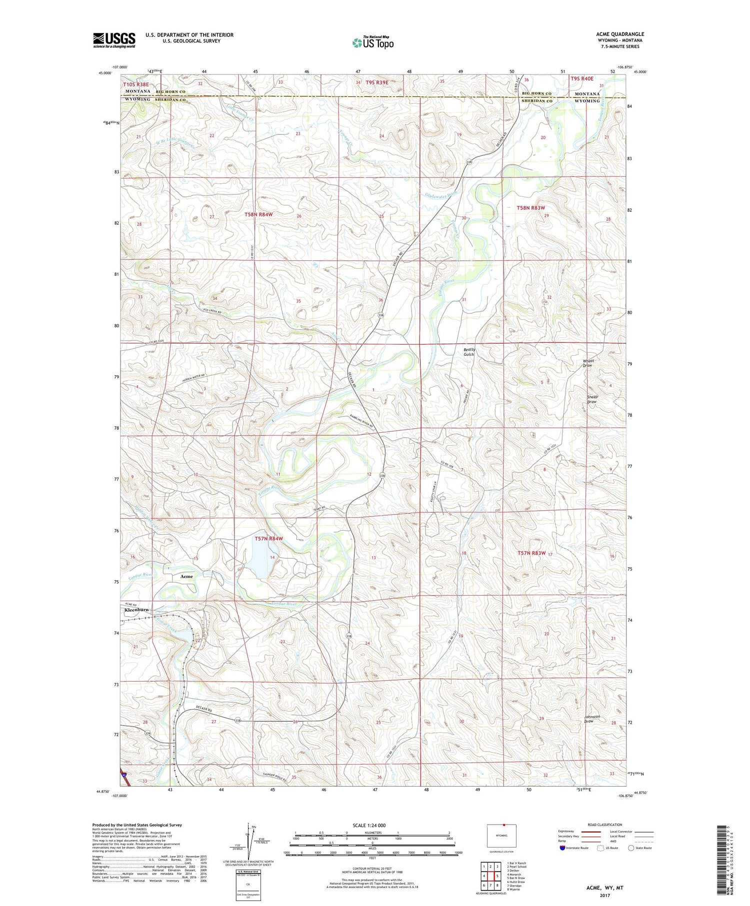Acme Wyoming US Topo Map Image