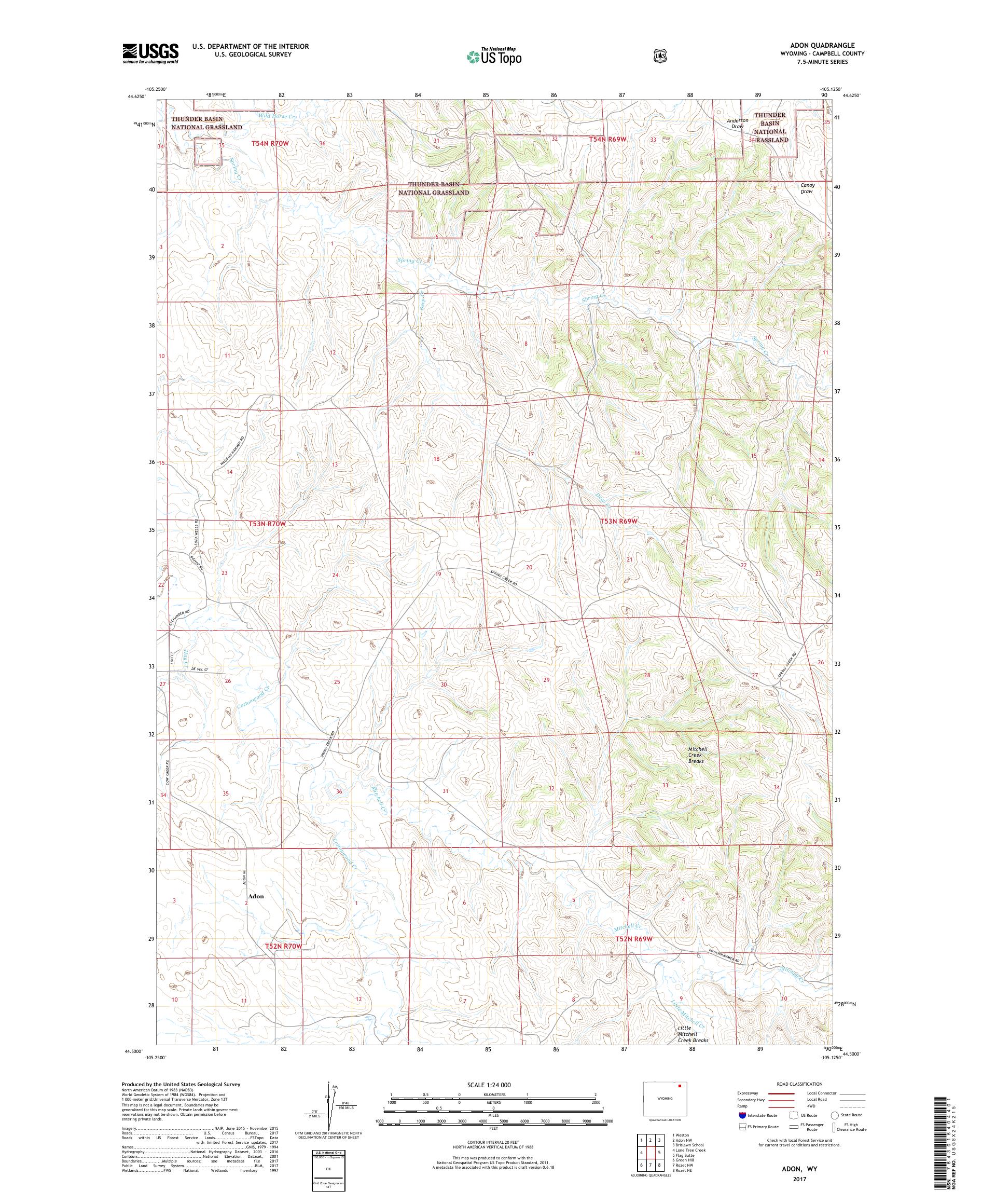 Adon Wyoming US Topo Map – MyTopo Map Store
