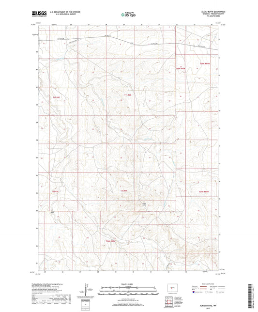 Alkali Butte Wyoming US Topo Map Image