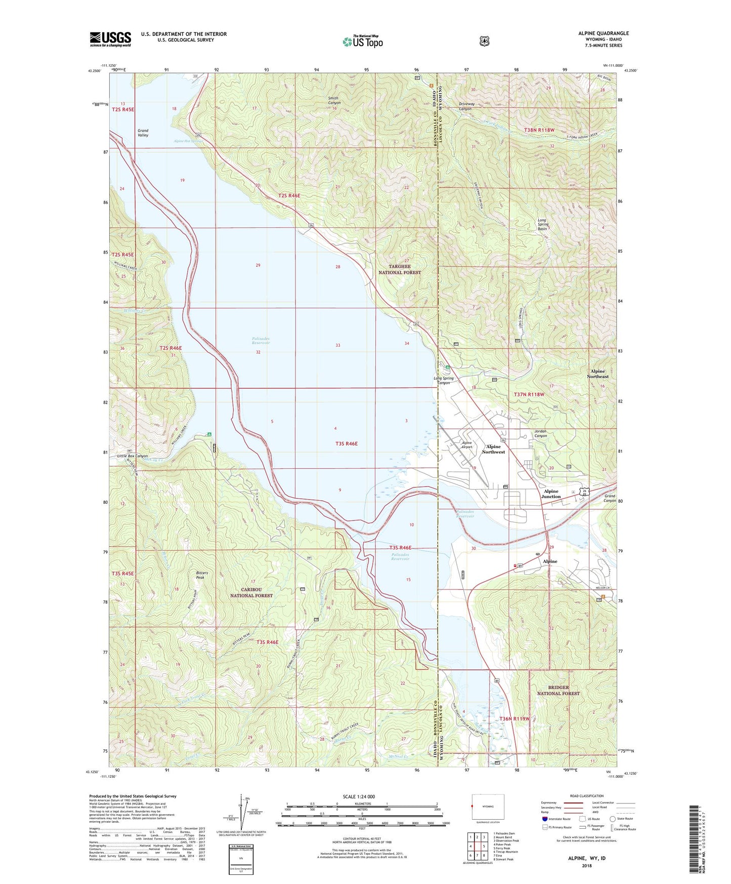 Alpine Wyoming US Topo Map Image