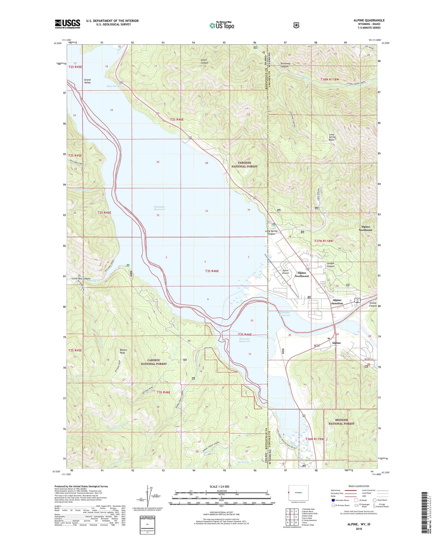 Alpine Wyoming US Topo Map Image