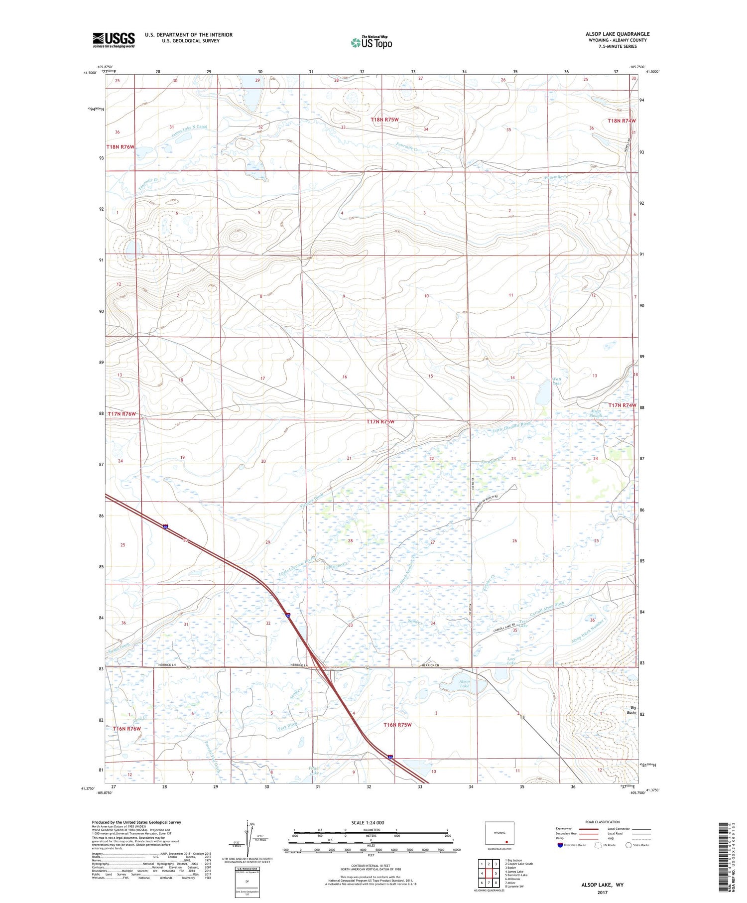 Alsop Lake Wyoming US Topo Map Image