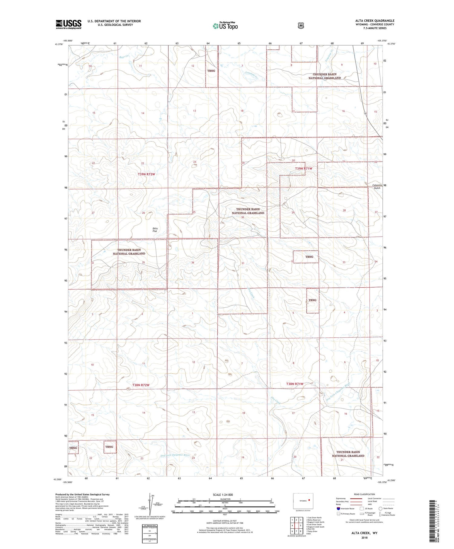 Alta Creek Wyoming US Topo Map Image