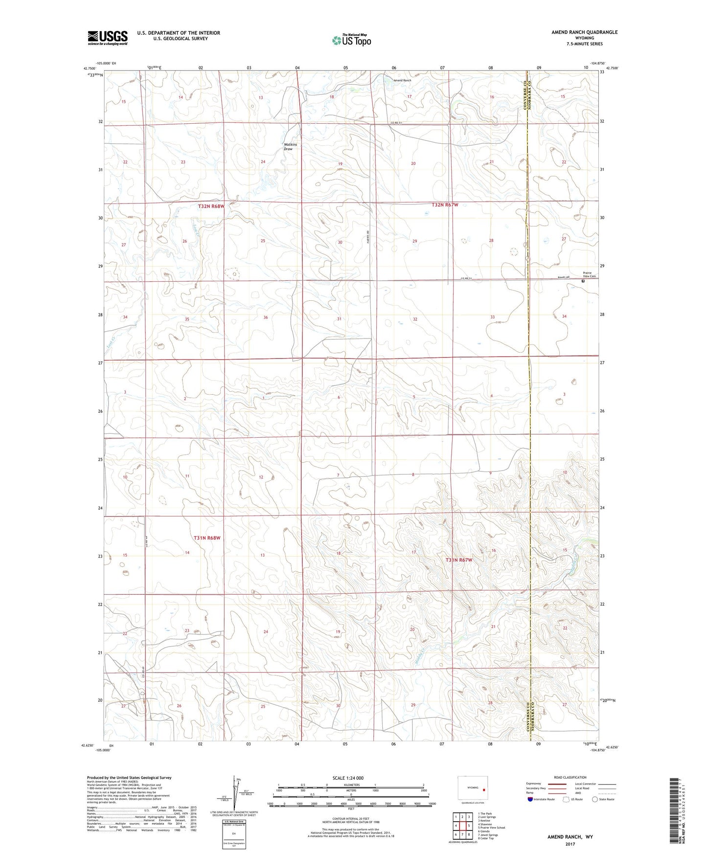 Amend Ranch Wyoming US Topo Map Image