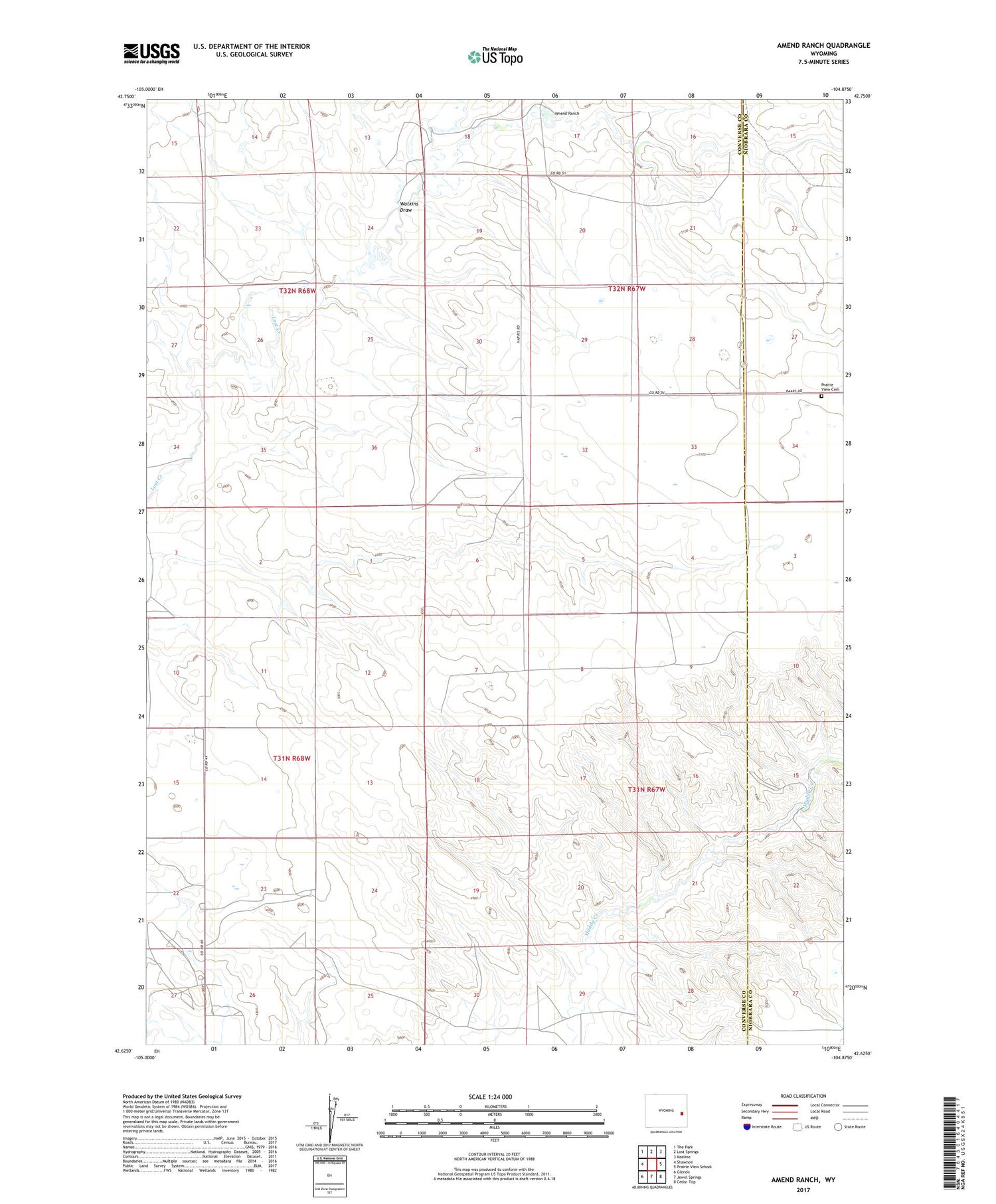 Amend Ranch Wyoming US Topo Map Image