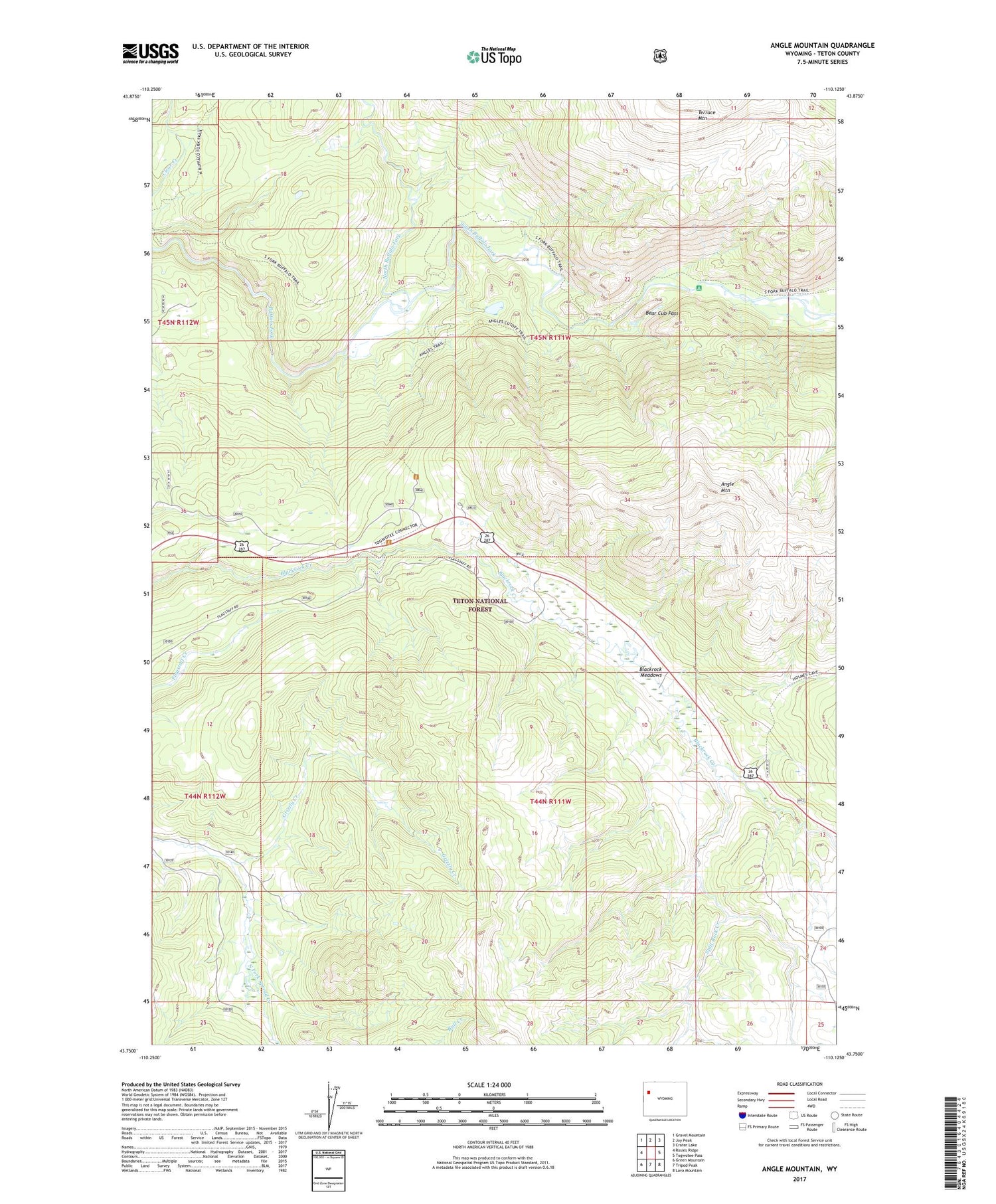 Angle Mountain Wyoming US Topo Map Image