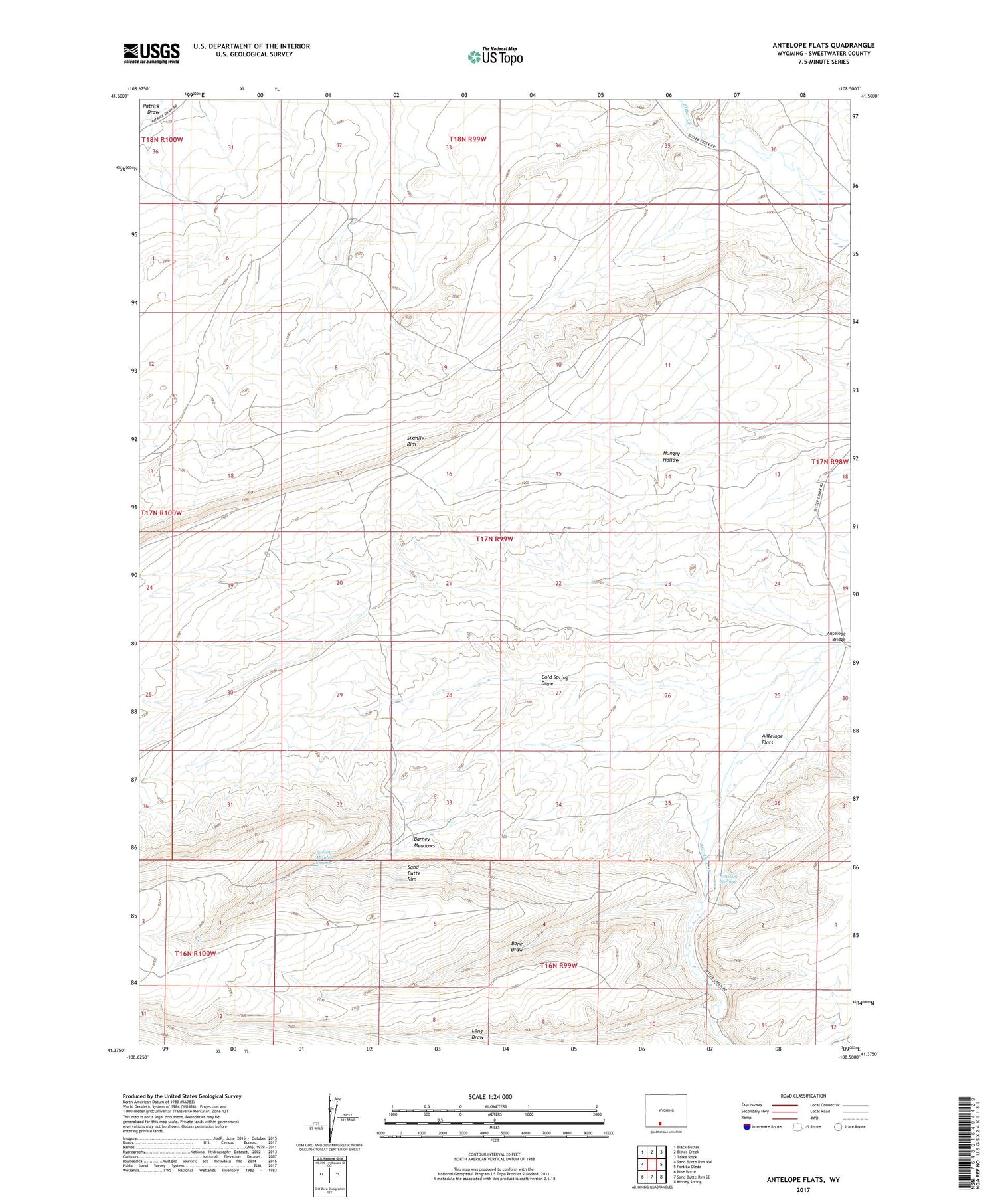 Antelope Flats Wyoming US Topo Map Image