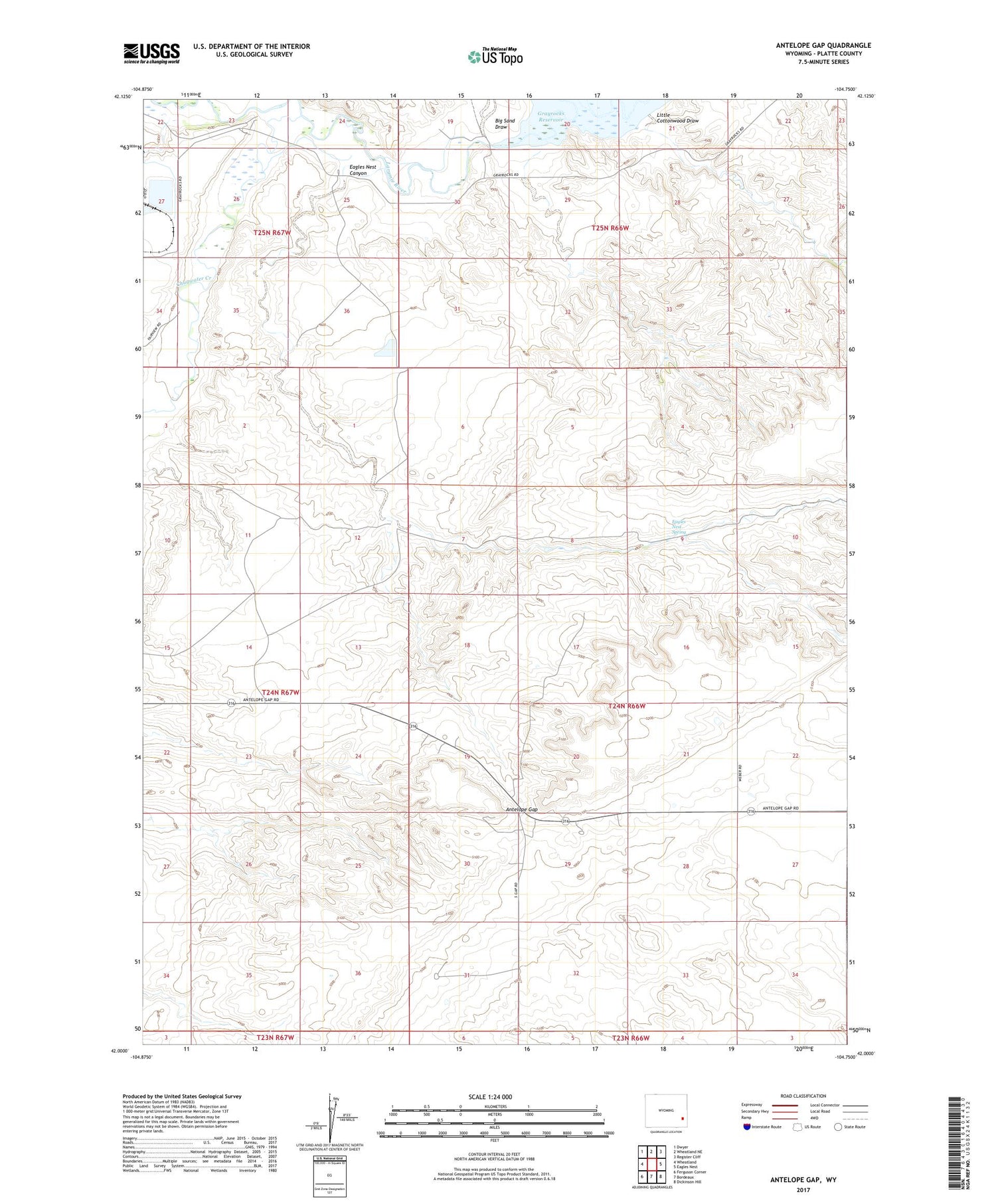 Antelope Gap Wyoming US Topo Map Image