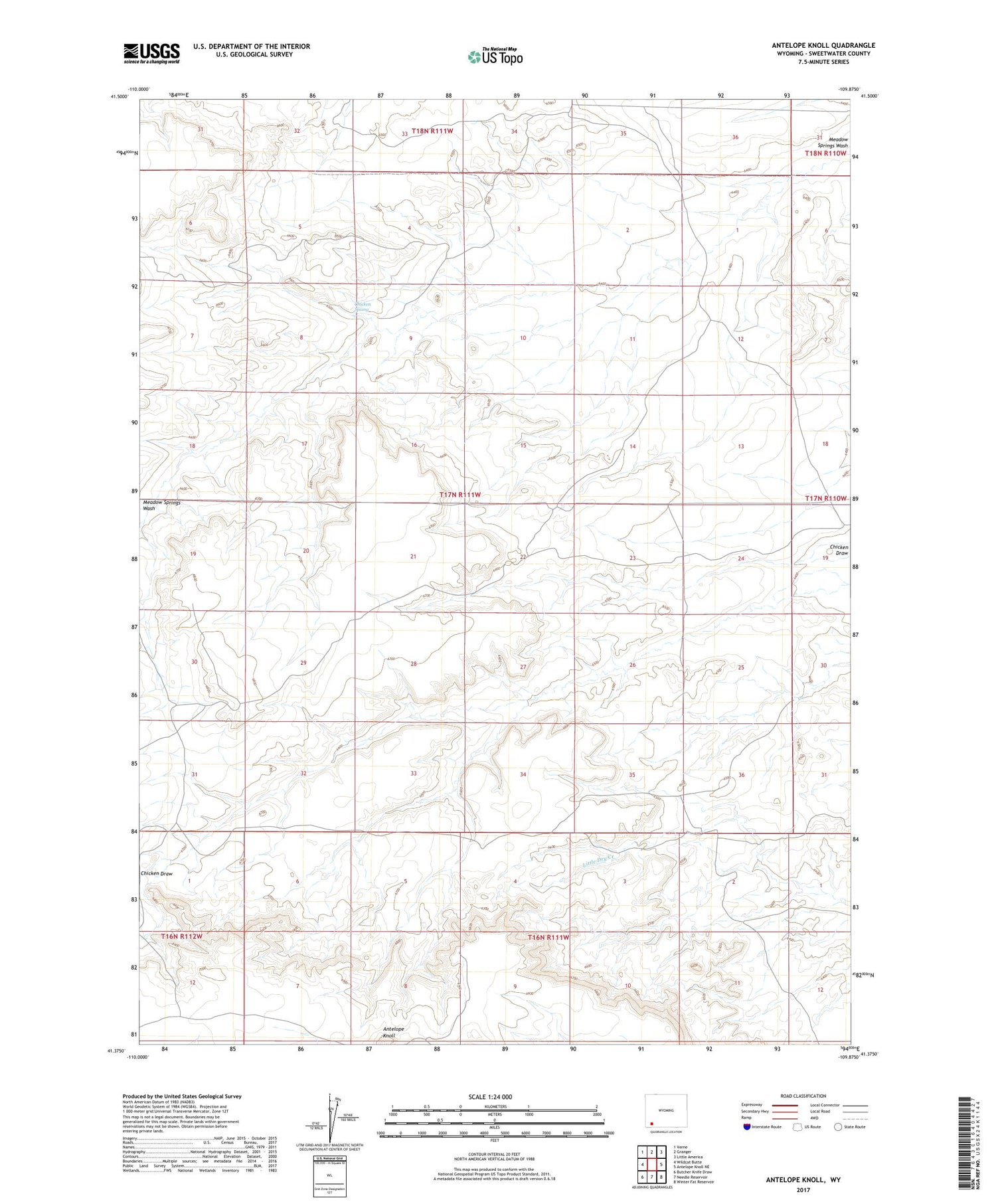 Antelope Knoll Wyoming US Topo Map Image