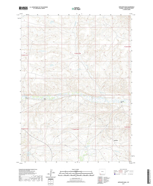 Antelope Wash Wyoming US Topo Map Image