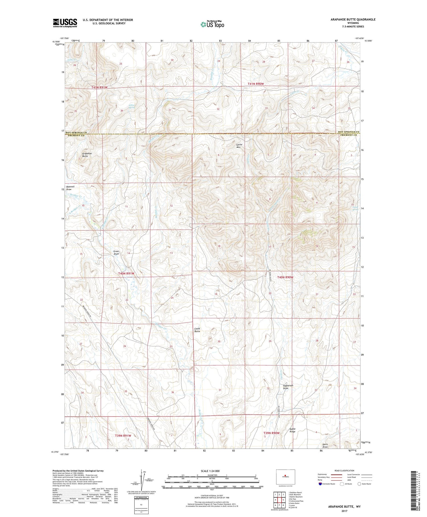 Arapahoe Butte Wyoming US Topo Map Image