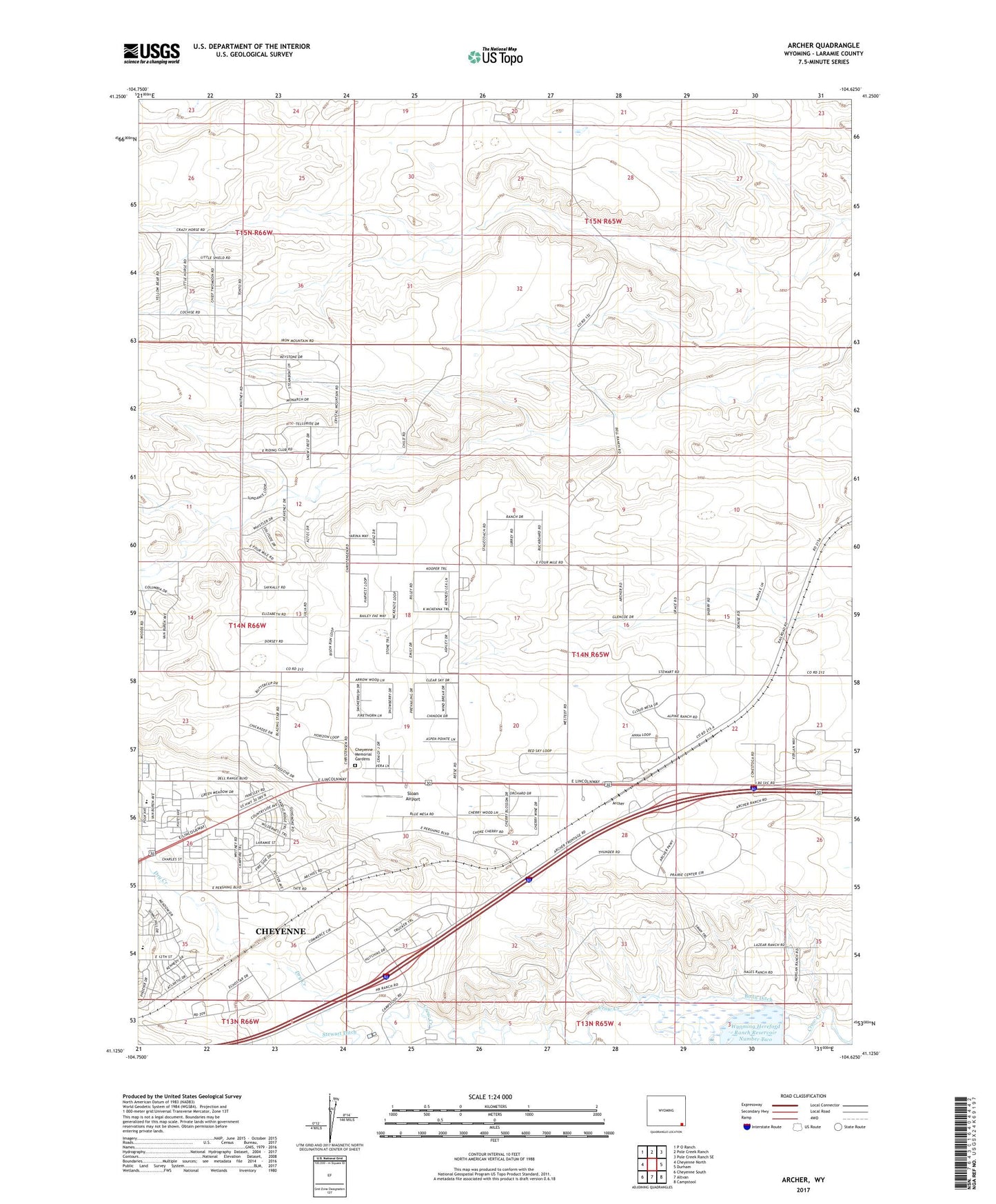 Archer Wyoming US Topo Map Image