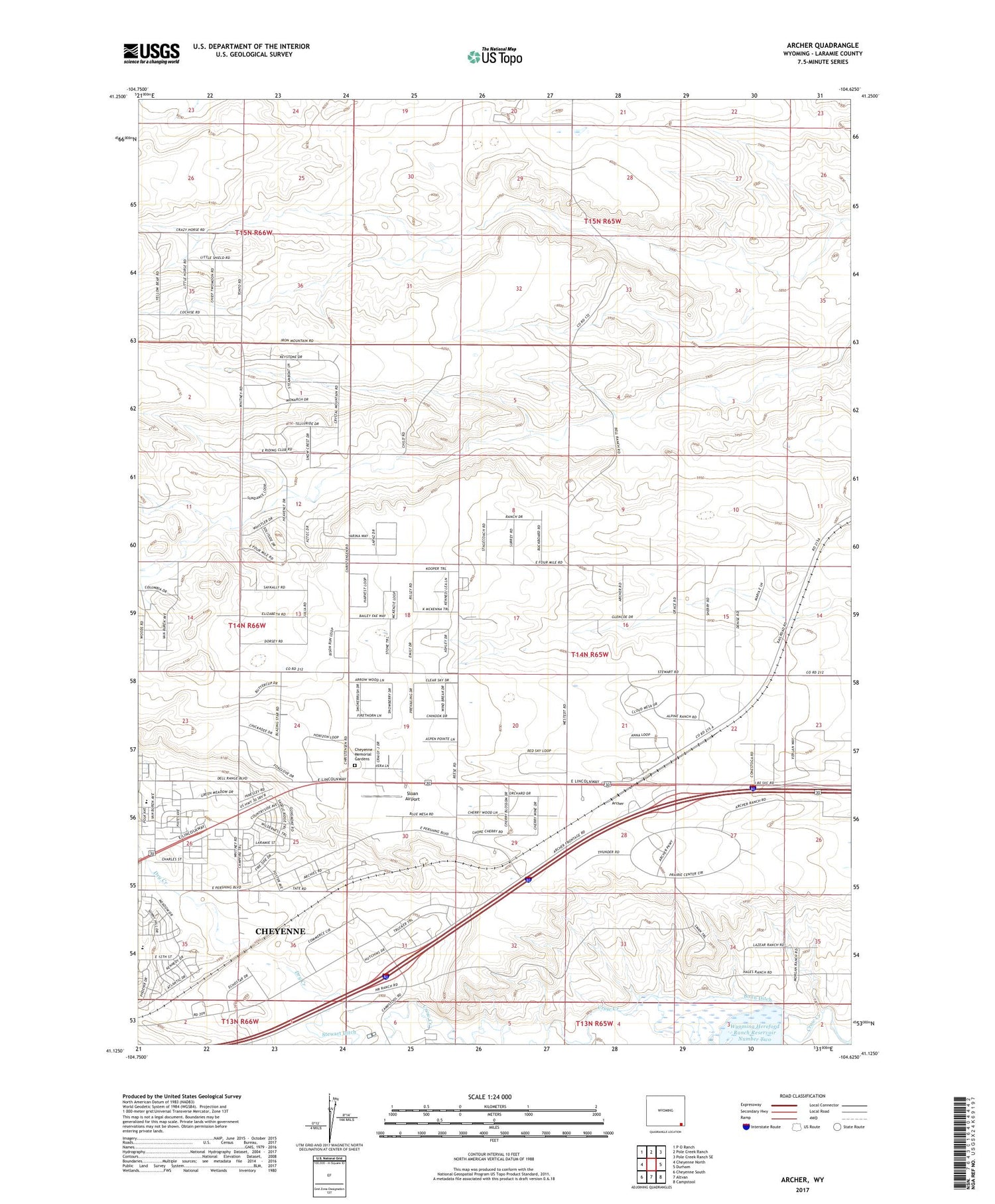 Archer Wyoming US Topo Map Image
