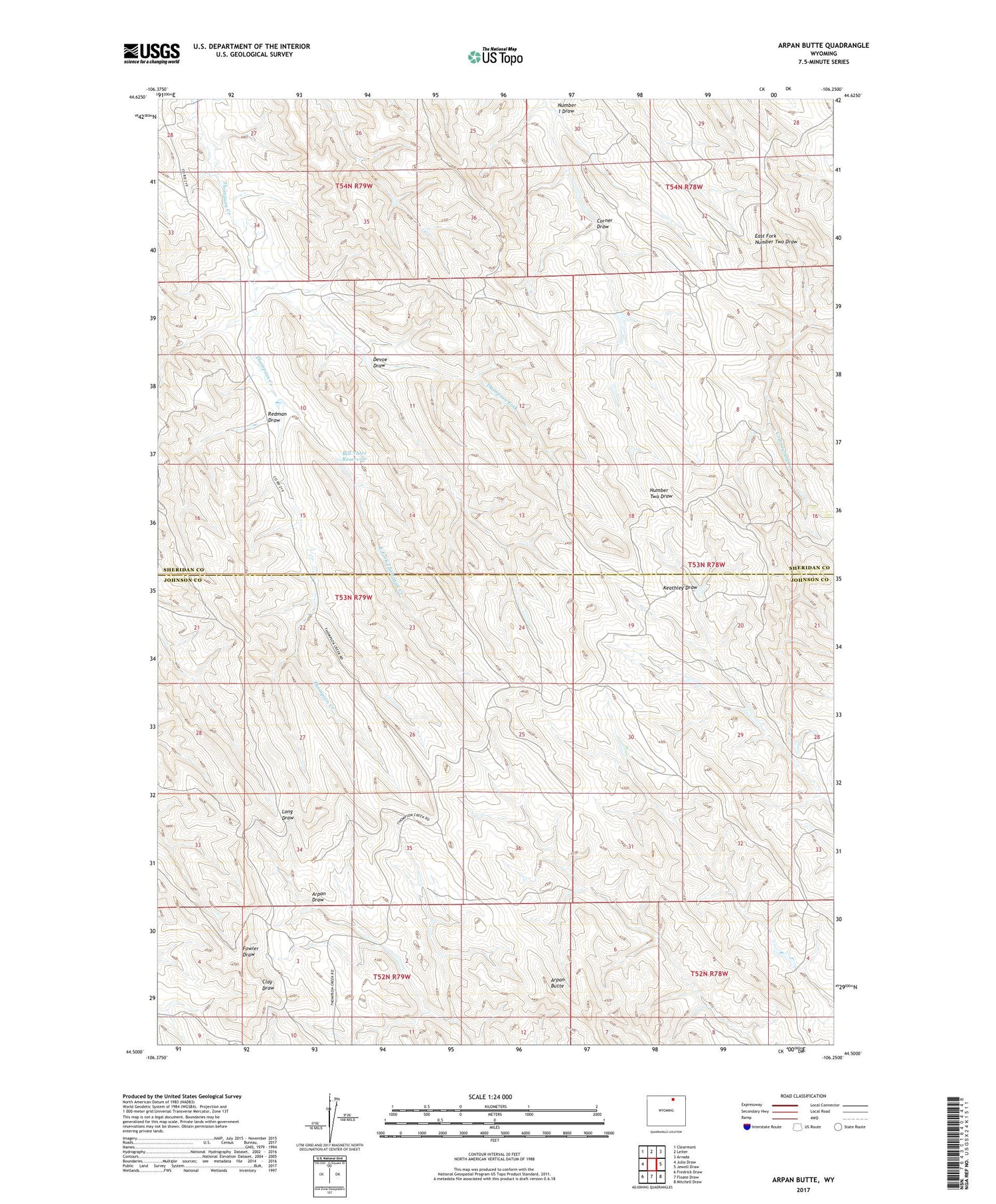 Arpan Butte Wyoming US Topo Map Image