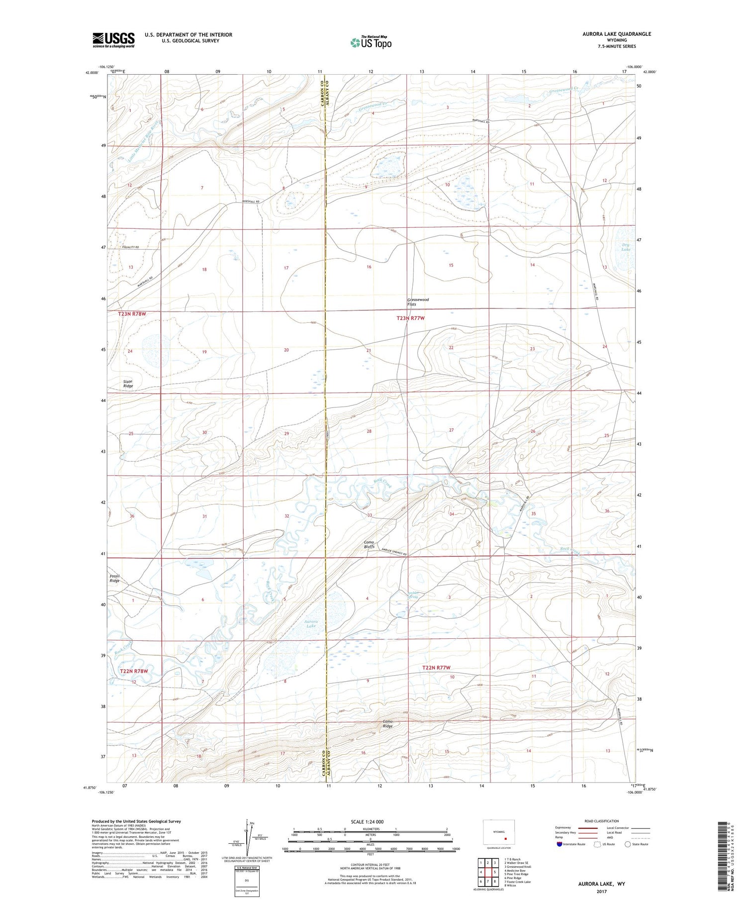 Aurora Lake Wyoming US Topo Map Image