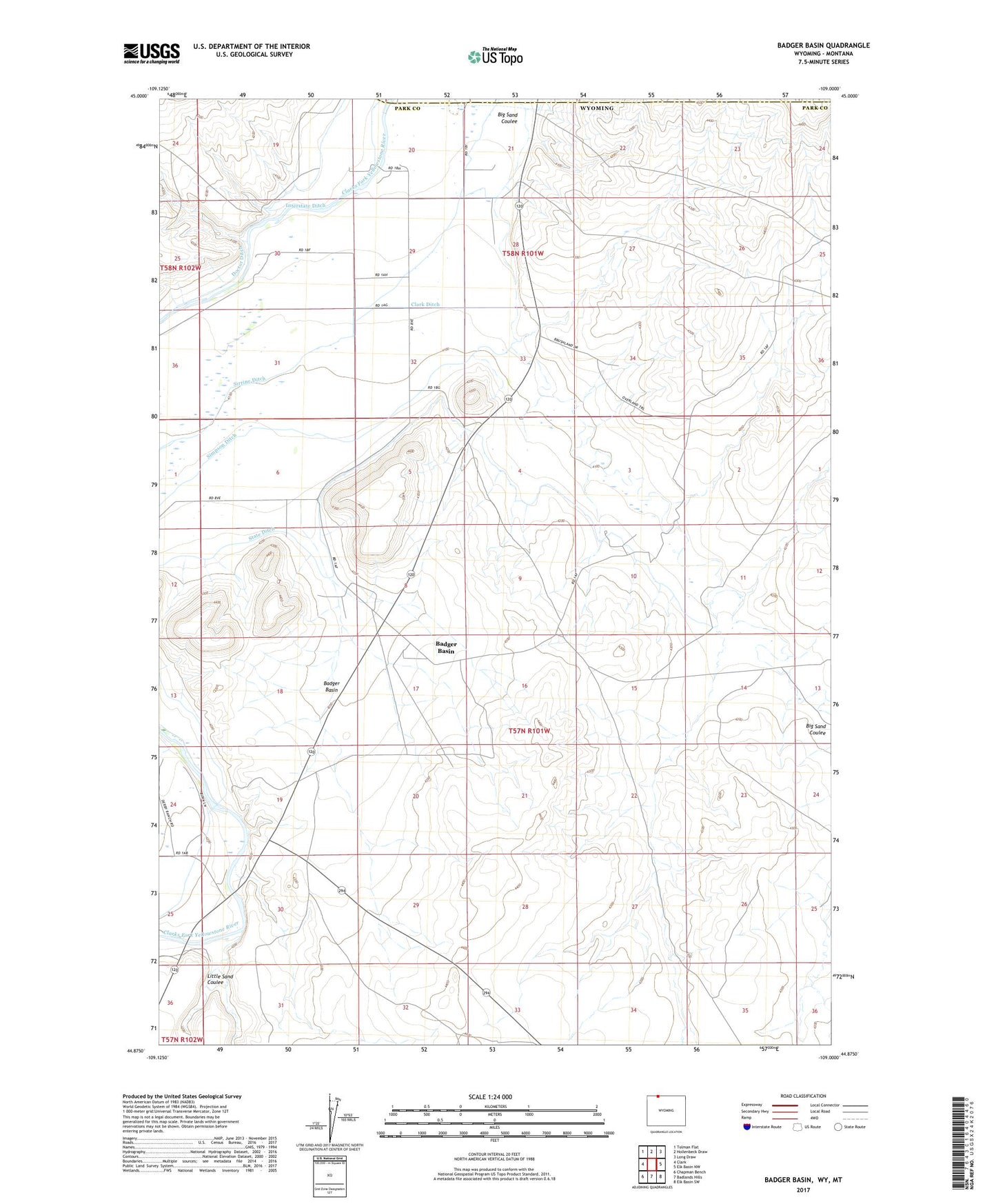 Badger Basin Wyoming US Topo Map Image