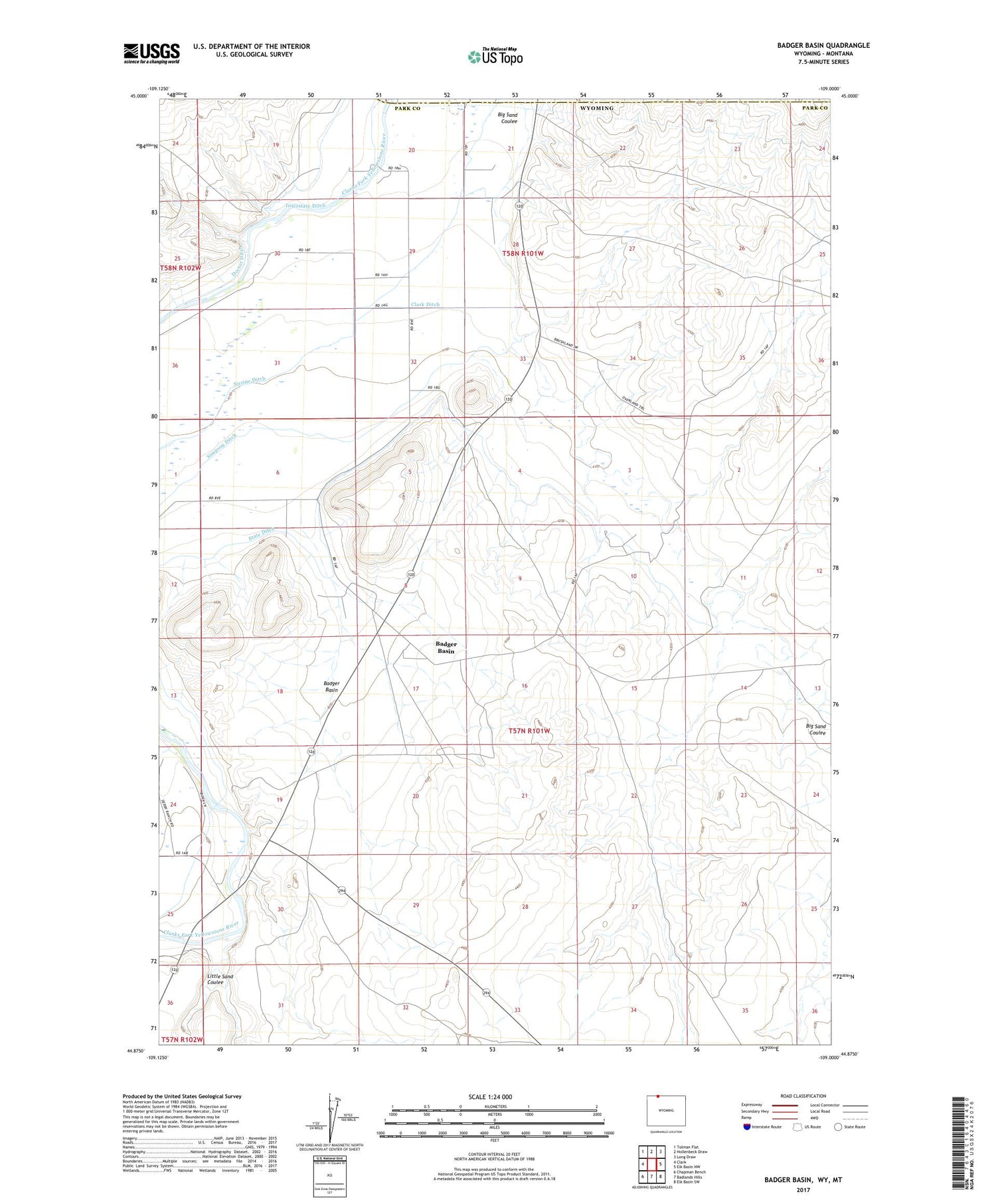 Badger Basin Wyoming US Topo Map Image